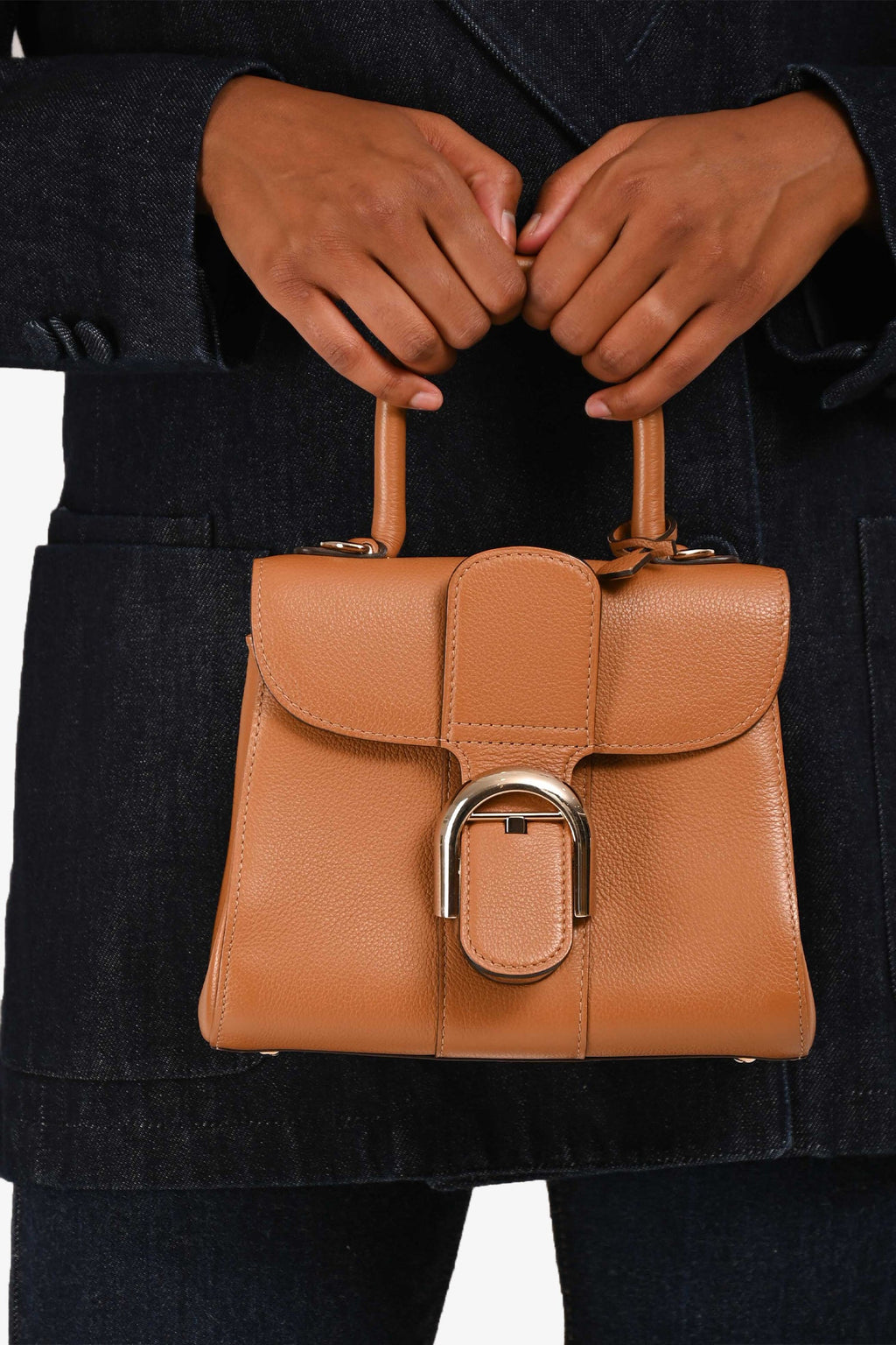 Delvaux Brown Leather Mini Brilliant GHW Top Handle with Strap