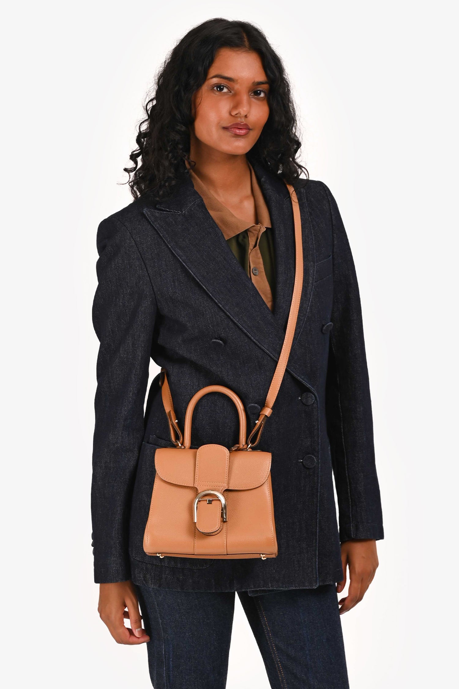 Delvaux Brown Leather Mini Brilliant GHW Top Handle with Strap