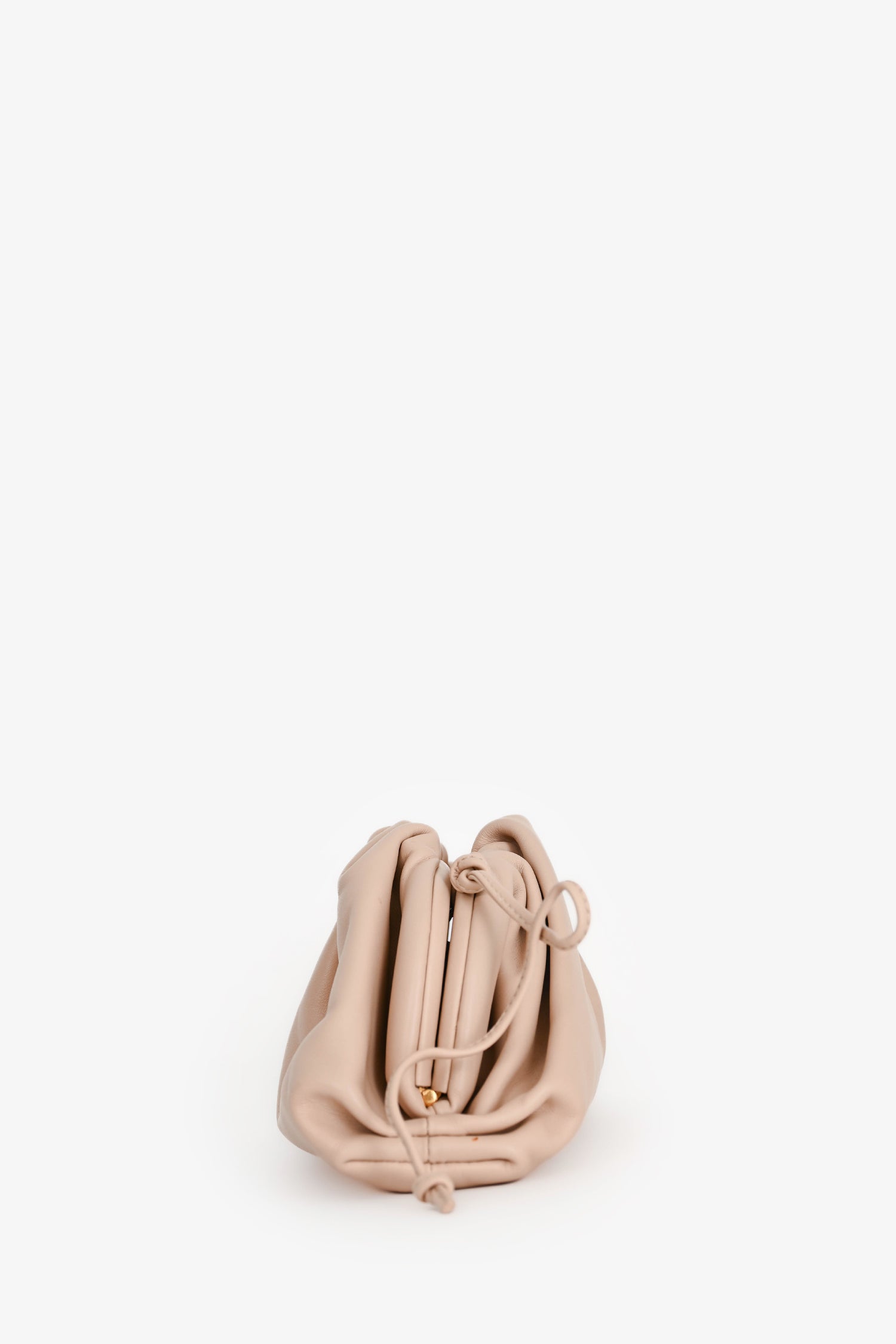 Bottega Veneta Beige Leather Mini Pouch Crossbody