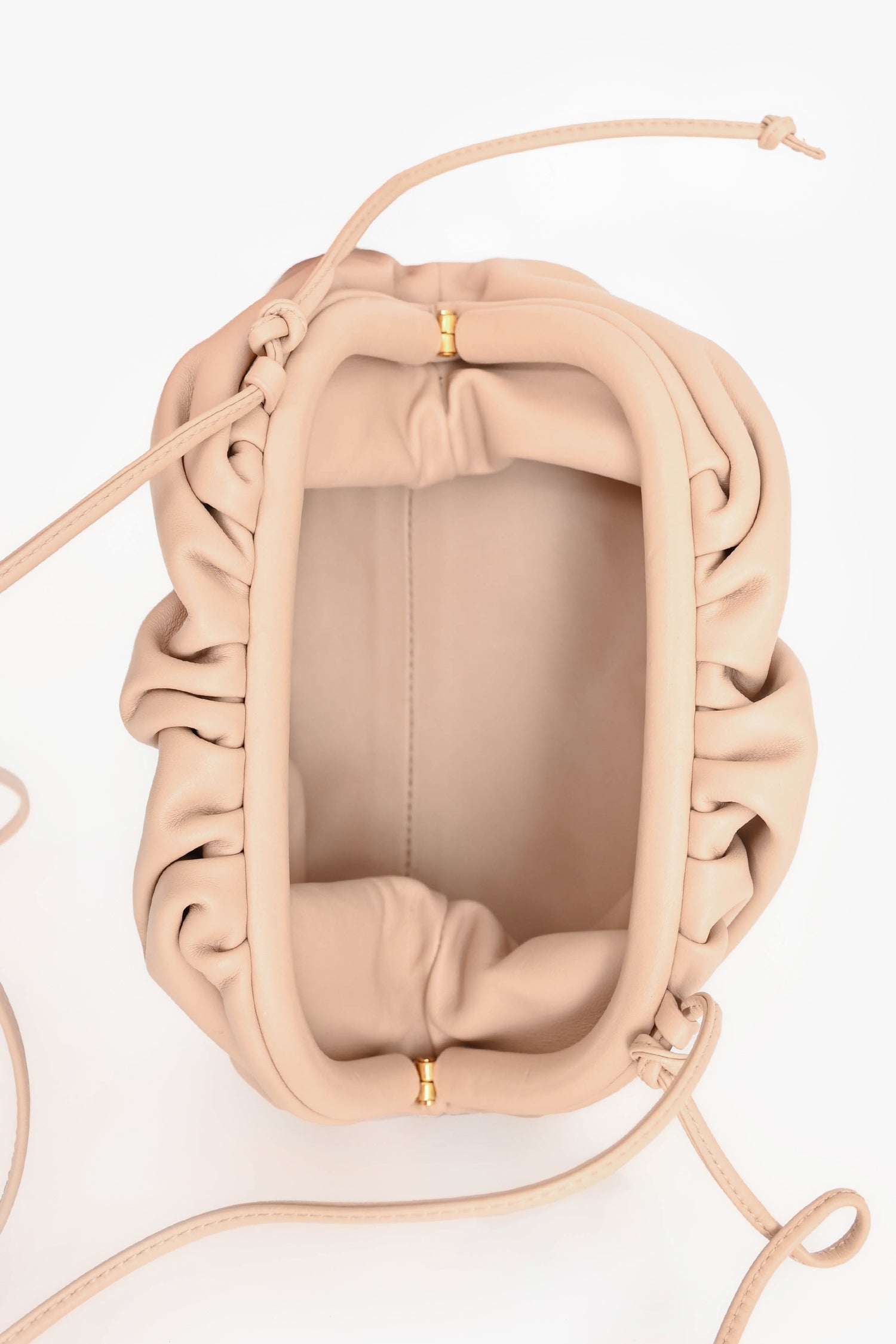 Bottega Veneta Beige Leather Mini Pouch Crossbody