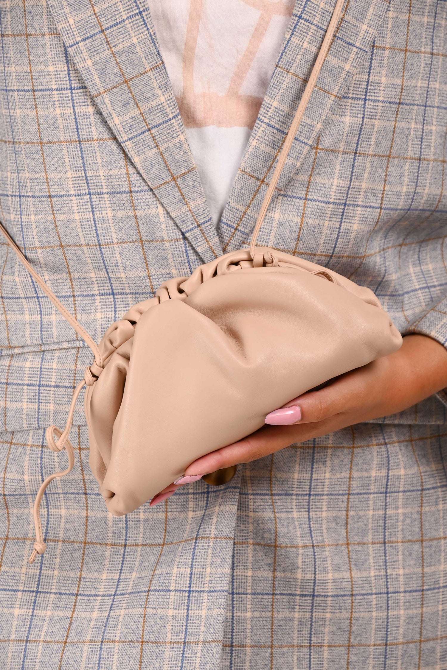 Bottega Veneta Beige Leather Mini Pouch Crossbody