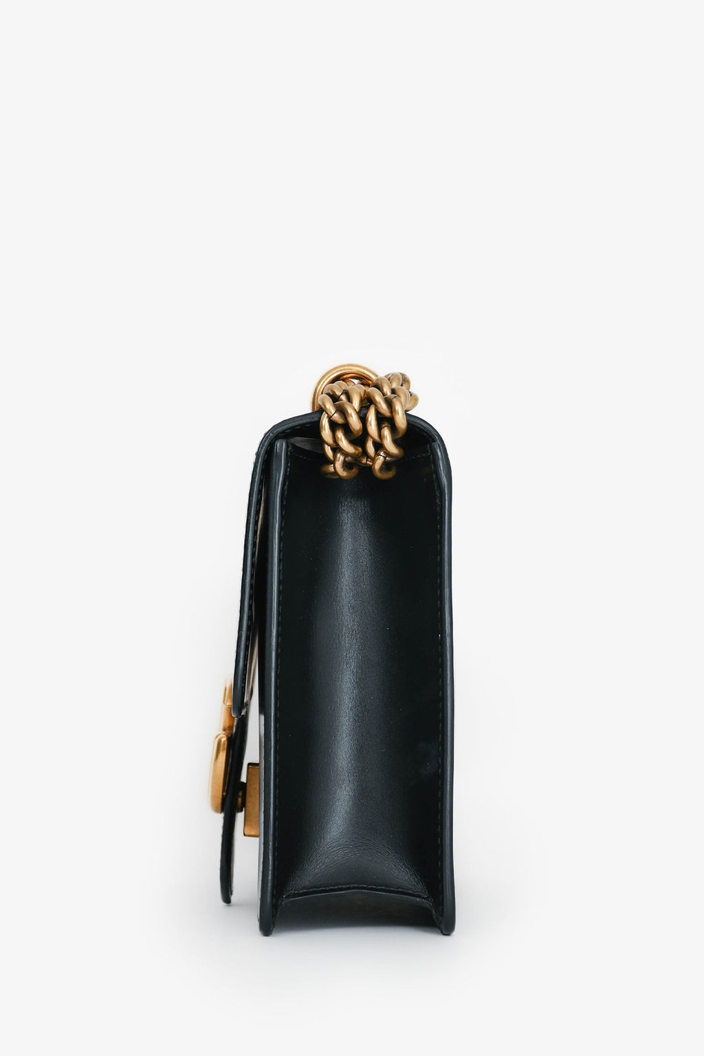 Gucci Black Smooth Leather GG Marmont Square Flap Crossbody