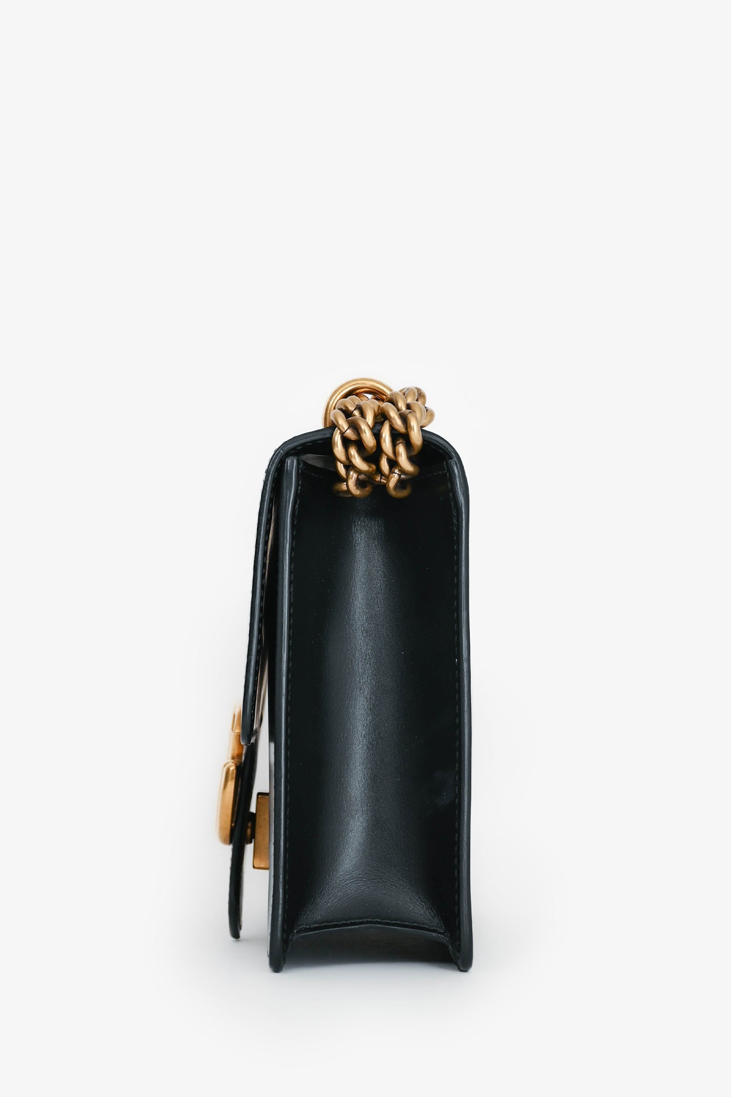 Gucci Black Smooth Leather GG Marmont Square Flap Crossbody
