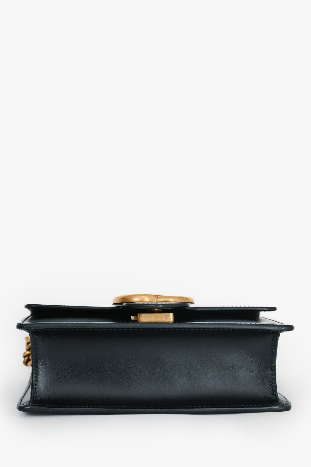 Gucci Black Smooth Leather GG Marmont Square Flap Crossbody