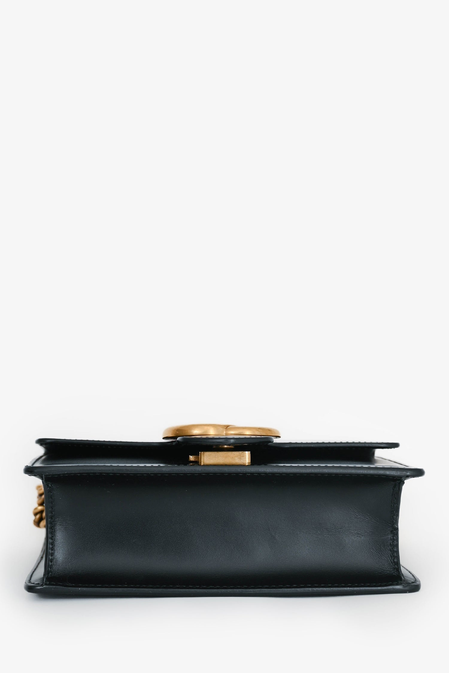 Gucci Black Smooth Leather GG Marmont Square Flap Crossbody