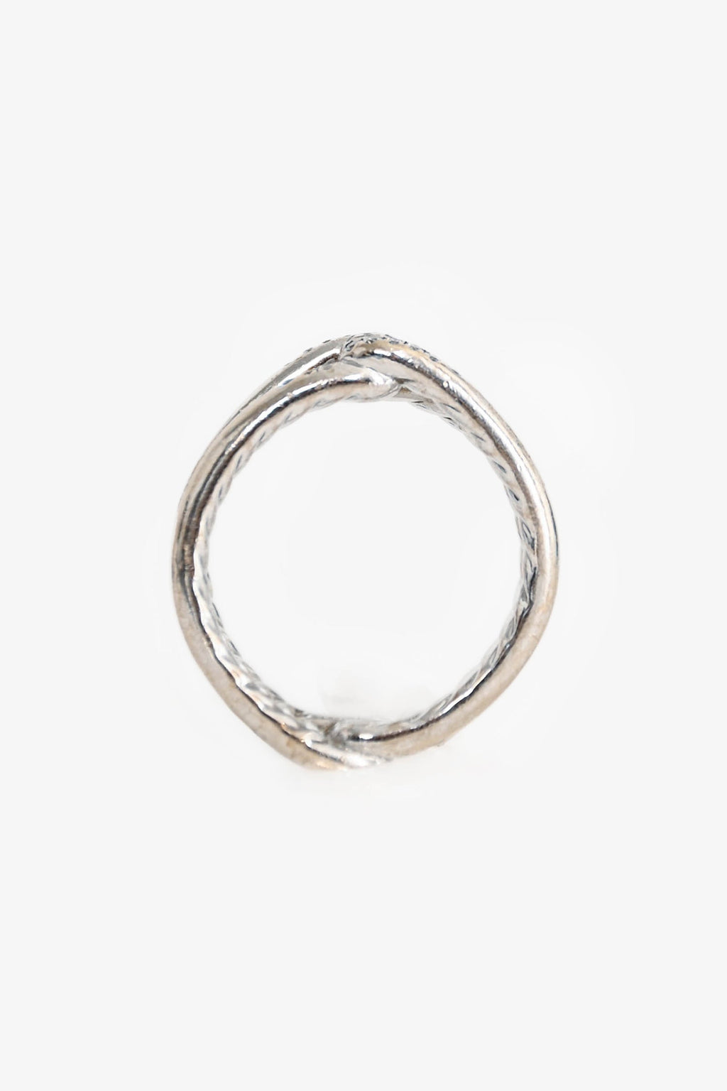 David Yurman 18K White Gold Diamond Set Intertwine Ring Size 6.5