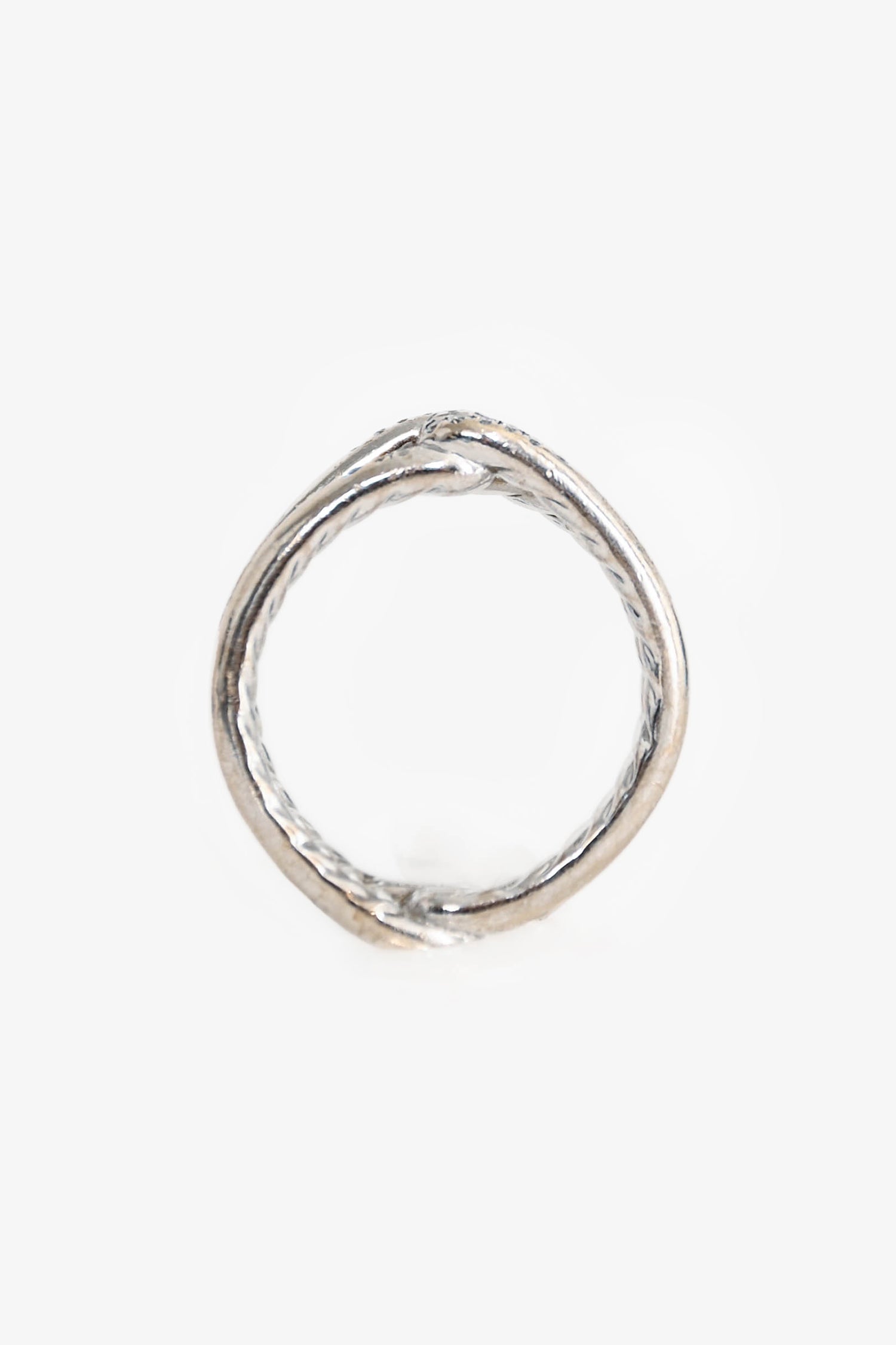 David Yurman 18K White Gold Diamond Set Intertwine Ring Size 6.5