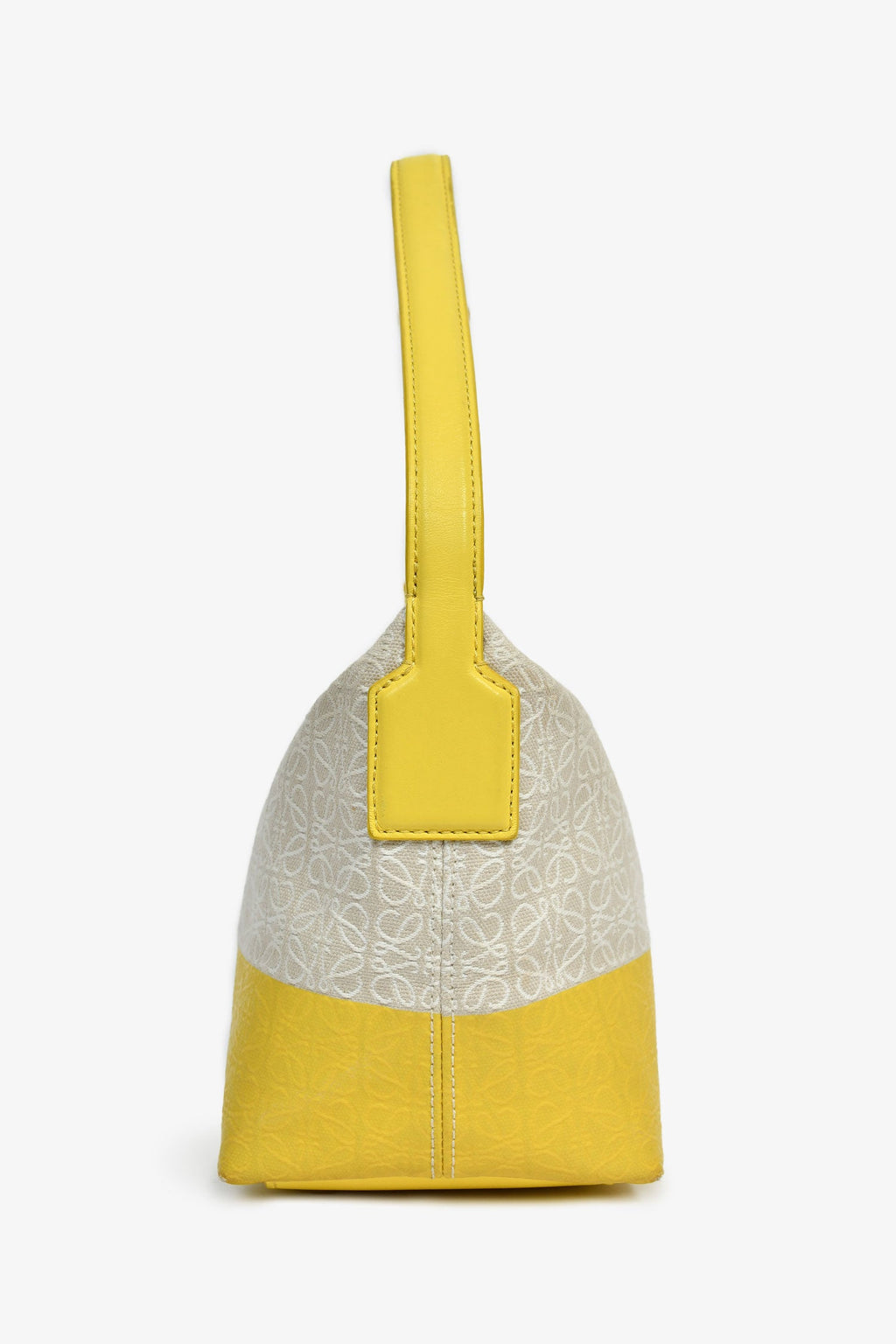 Loewe Yellow Leather Canvas 'Cubi' Shoulder Bag