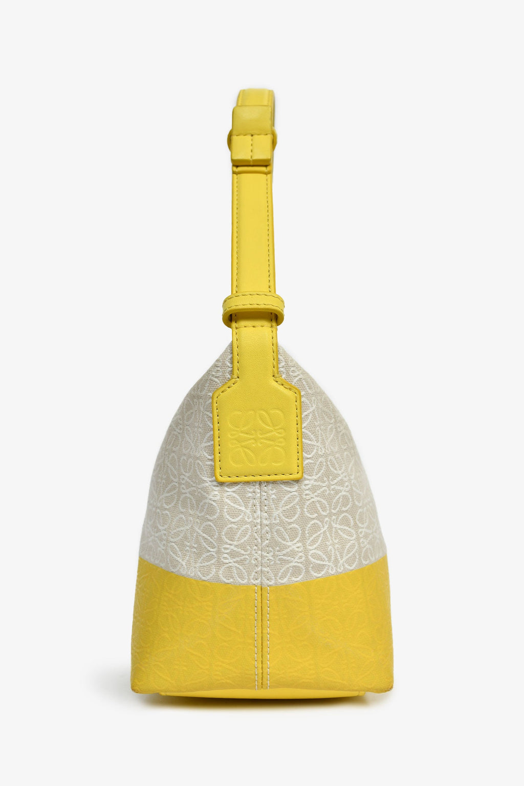 Loewe Yellow Leather Canvas 'Cubi' Shoulder Bag