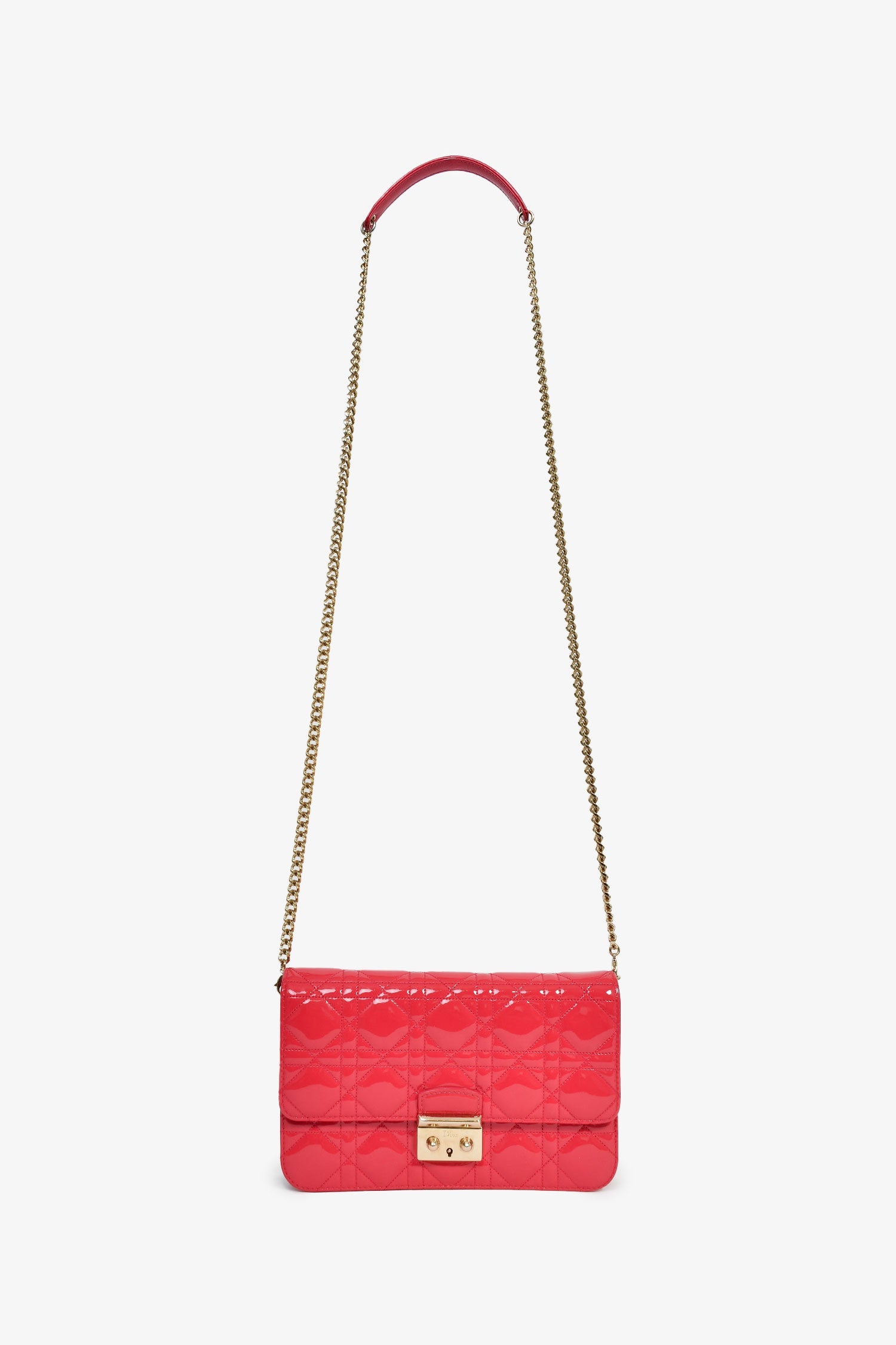 Christian Dior Pink Patent 'Miss Dior' Wallet On Chain