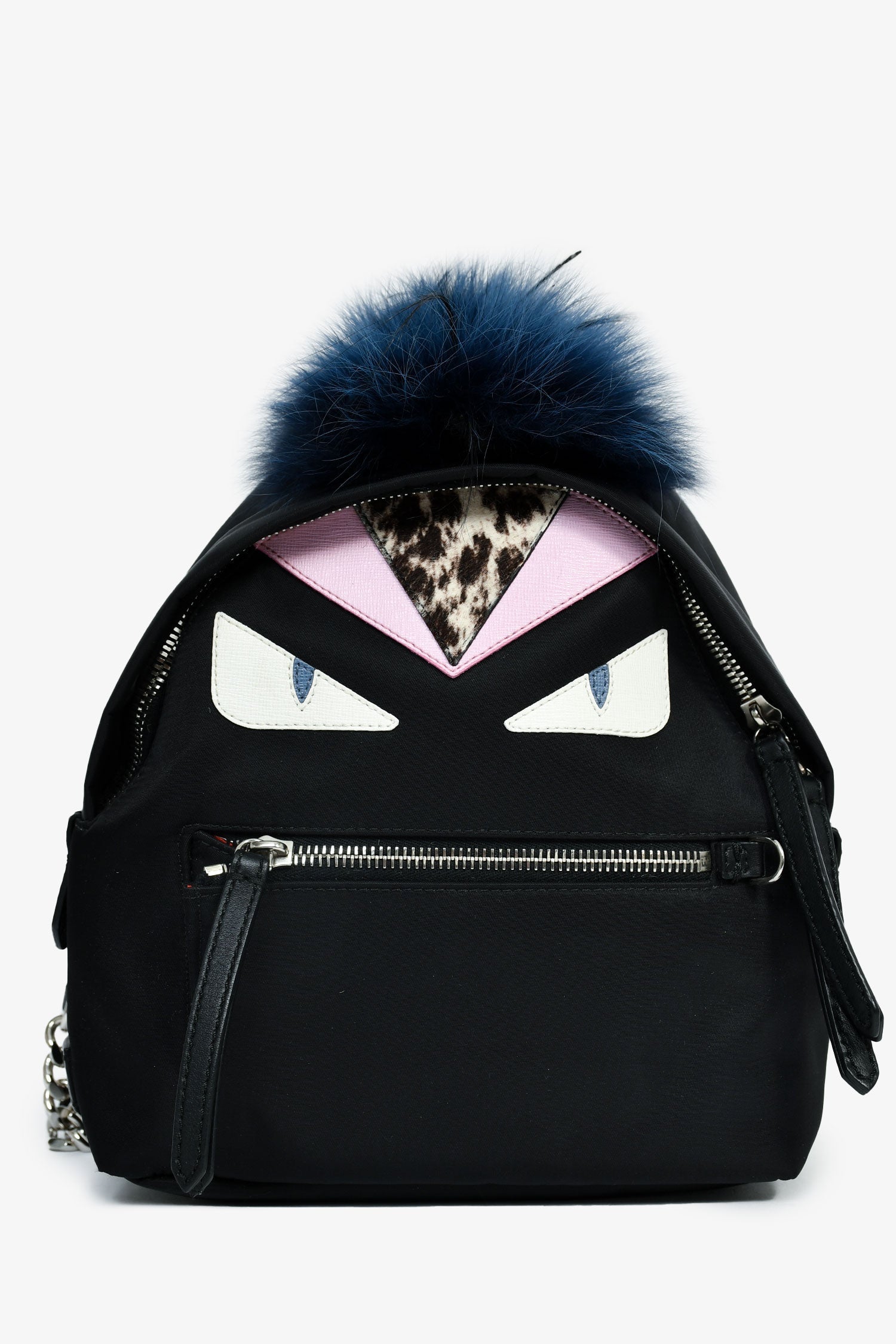 Fendi Black Nylon Mini Monster Backpack