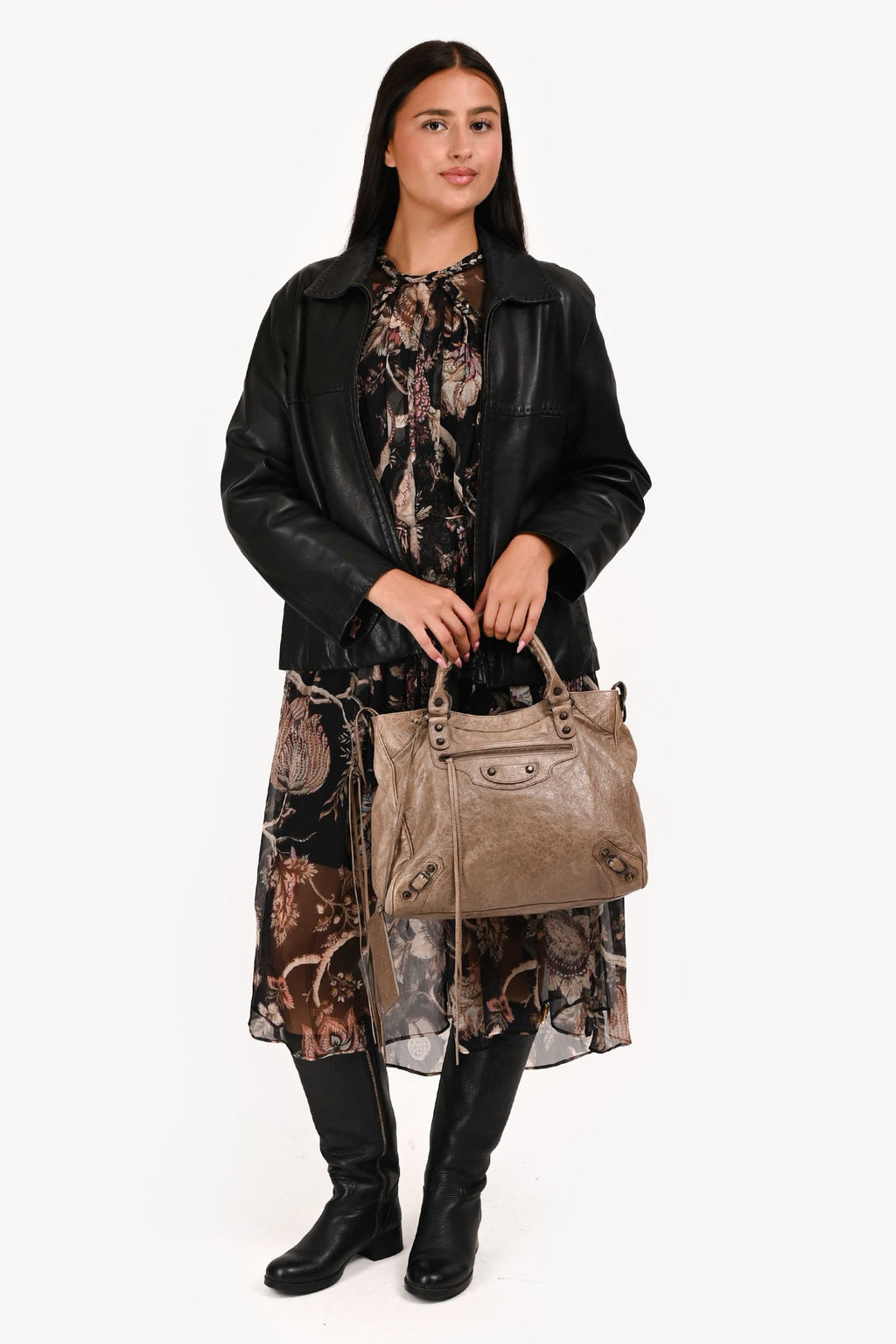 Balenciaga Taupe Leather City Bag