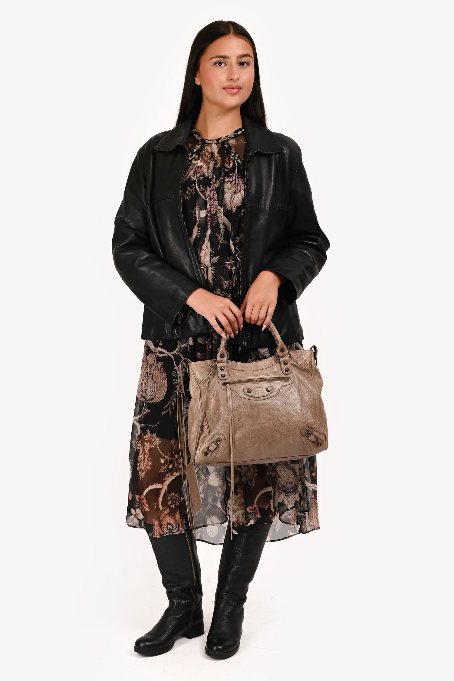 Balenciaga Taupe Leather City Bag