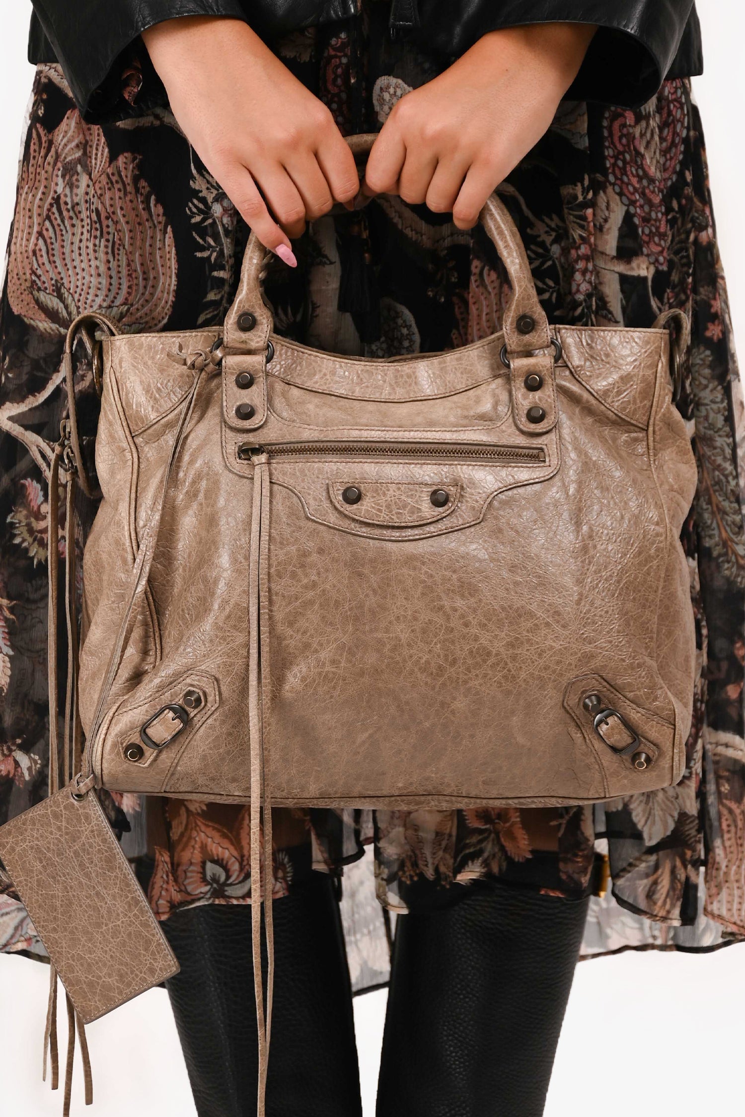 Balenciaga Taupe Leather City Bag
