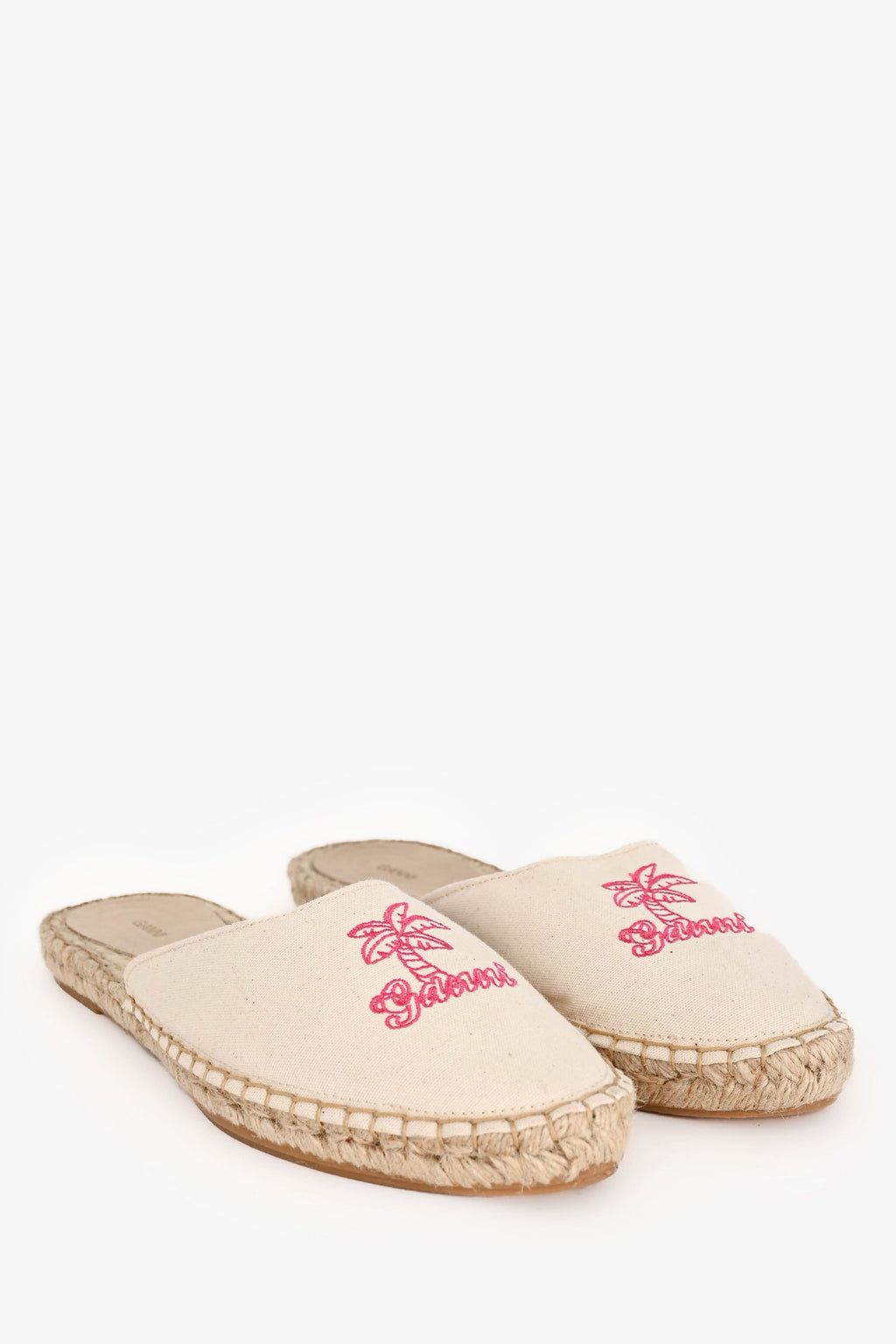 Ganni Cream Canvas Espadrille Mules Size 41