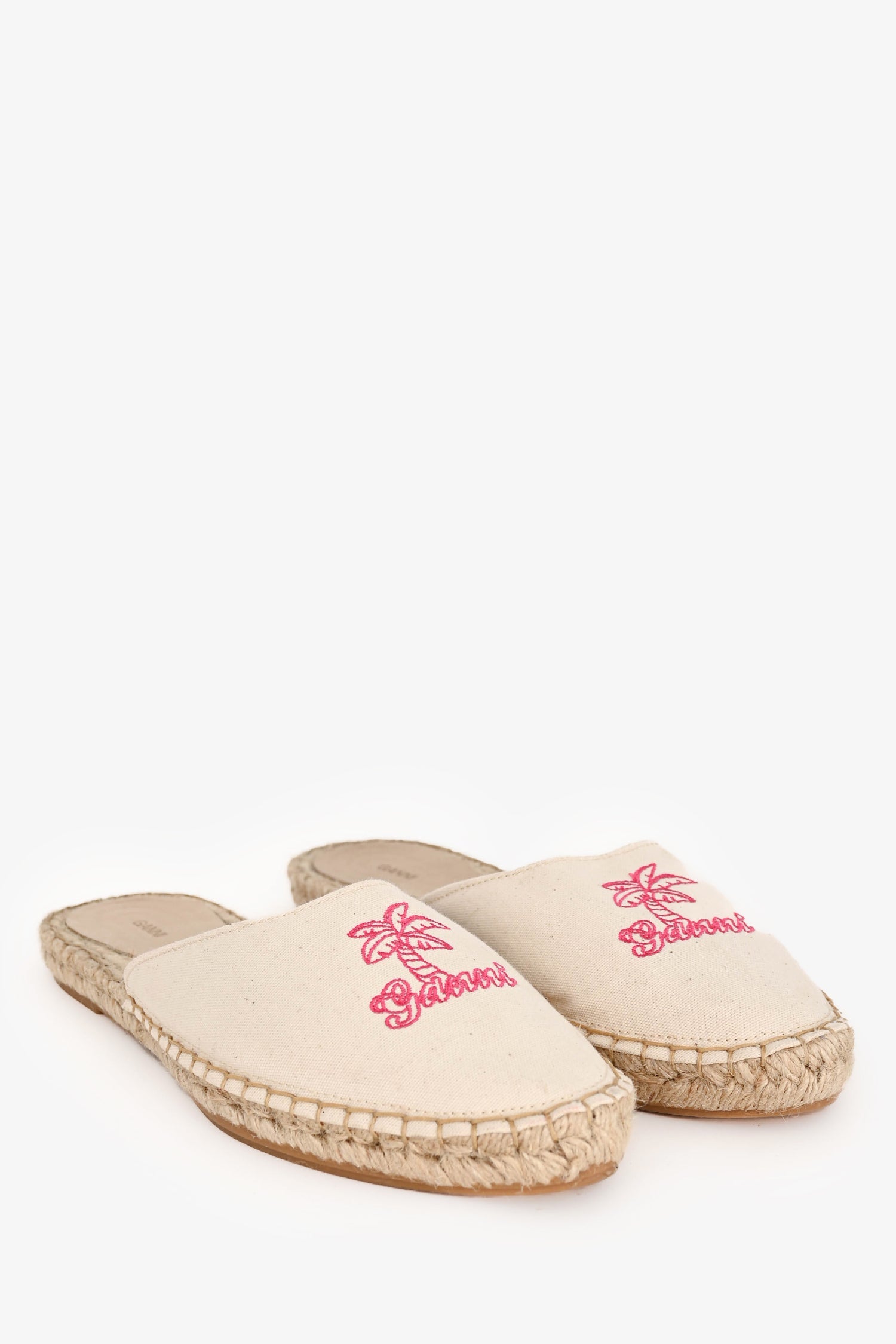 Ganni Cream Canvas Espadrille Mules Size 41