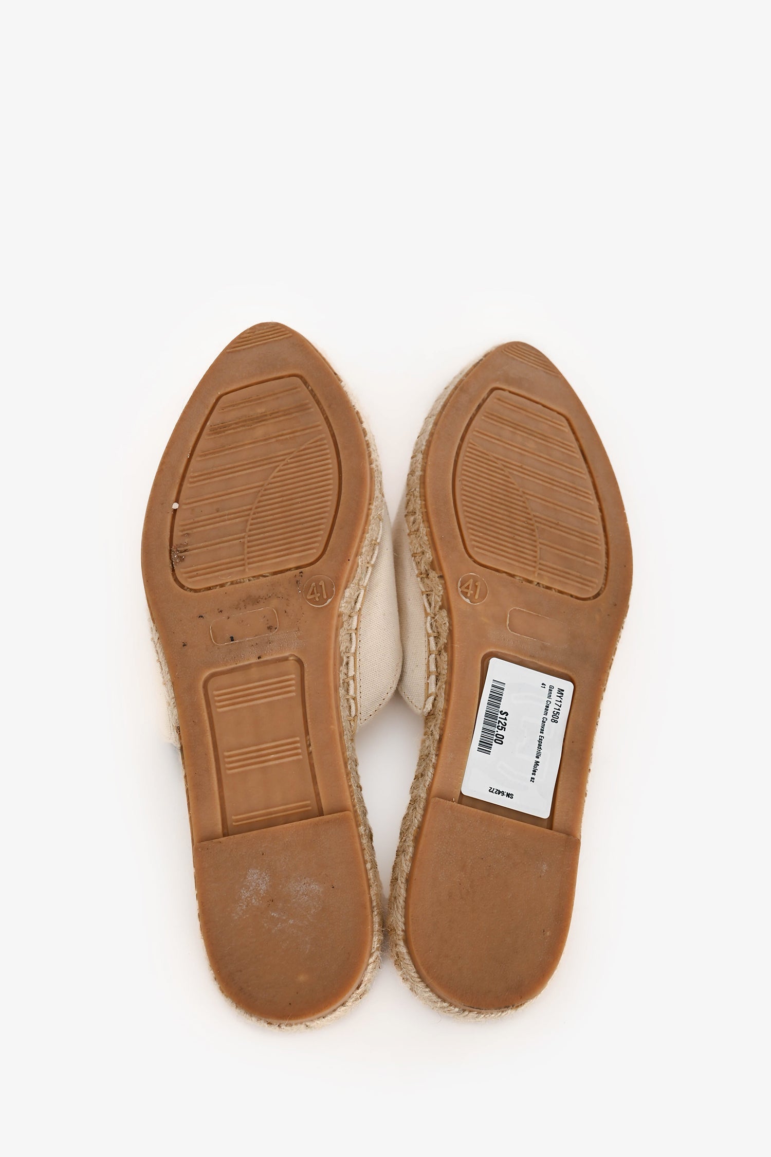 Ganni Cream Canvas Espadrille Mules Size 41