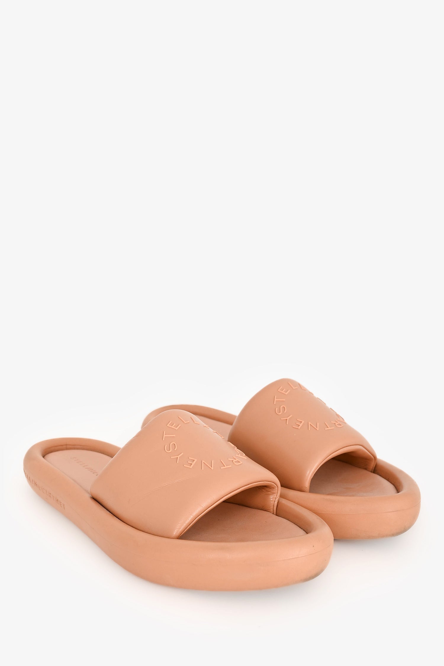 Stella McCartney Blush Logo Veg Leather Slides Size 41