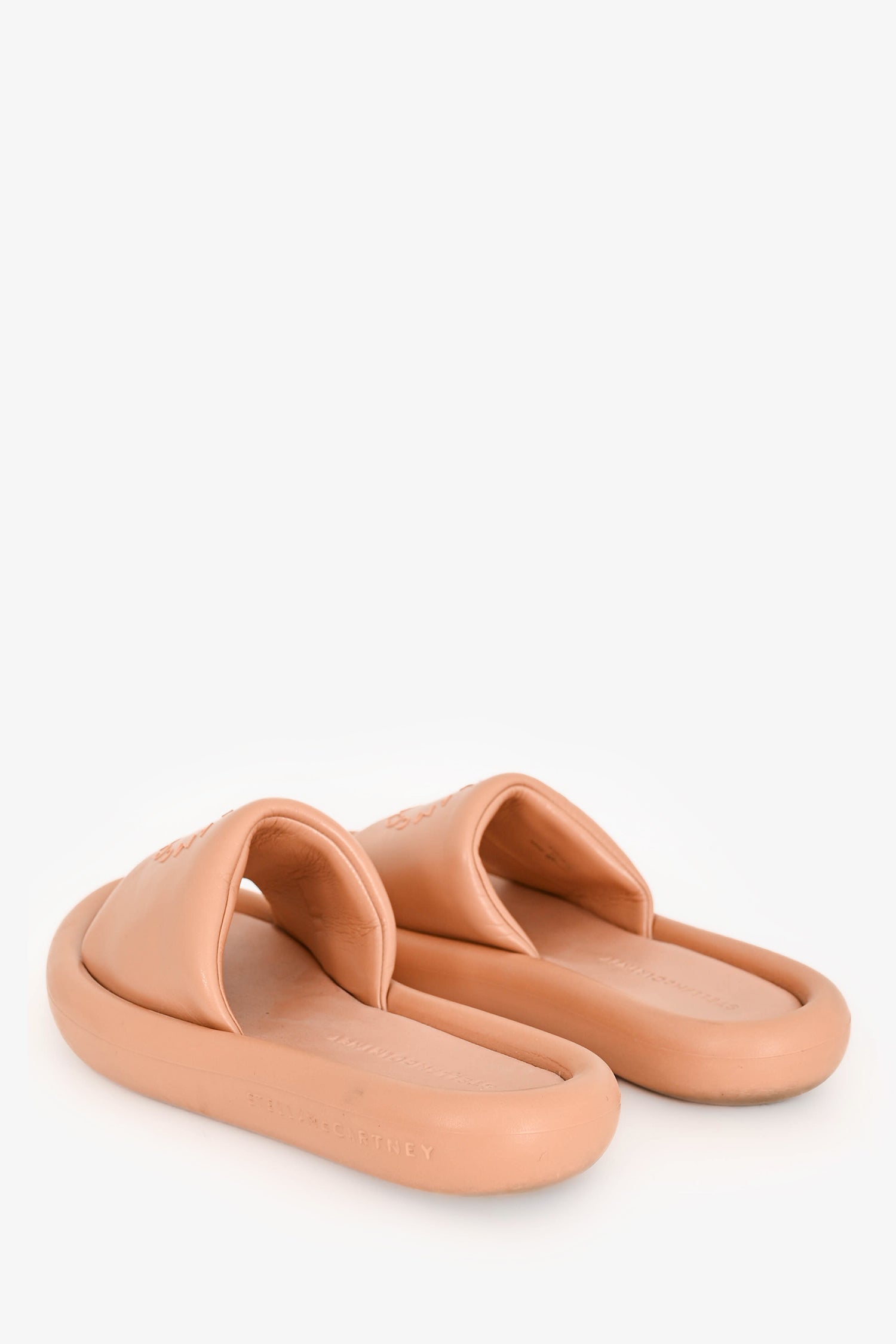 Stella McCartney Blush Logo Veg Leather Slides Size 41