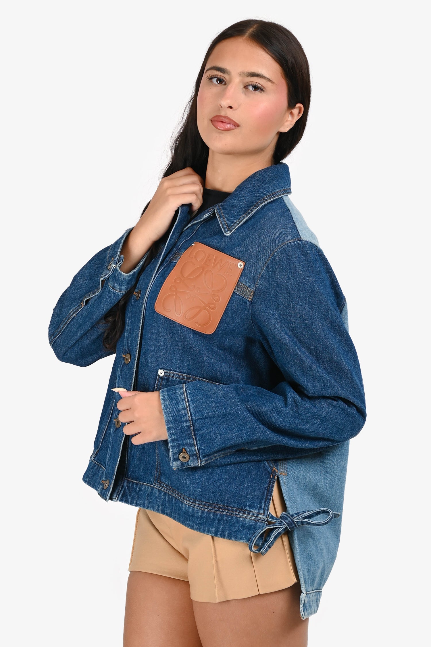 Loewe Blue Denim Logo Patched Jacket Size 36