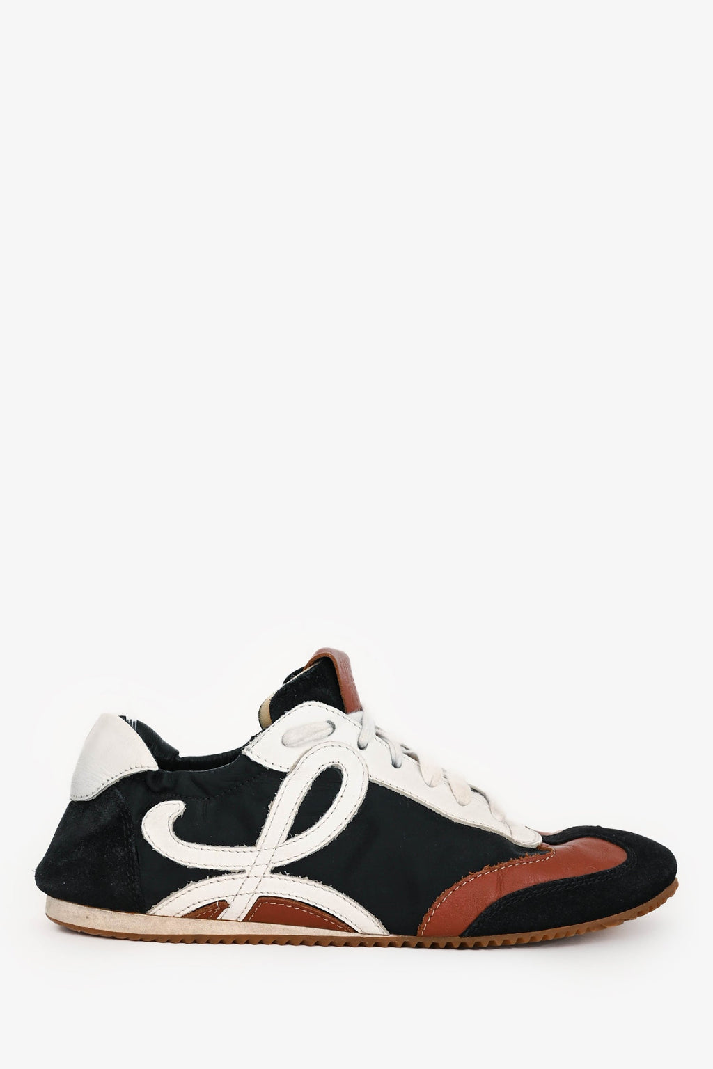 Loewe Black/Brown/White Suede/Leather Ballet Sneakers Size 37