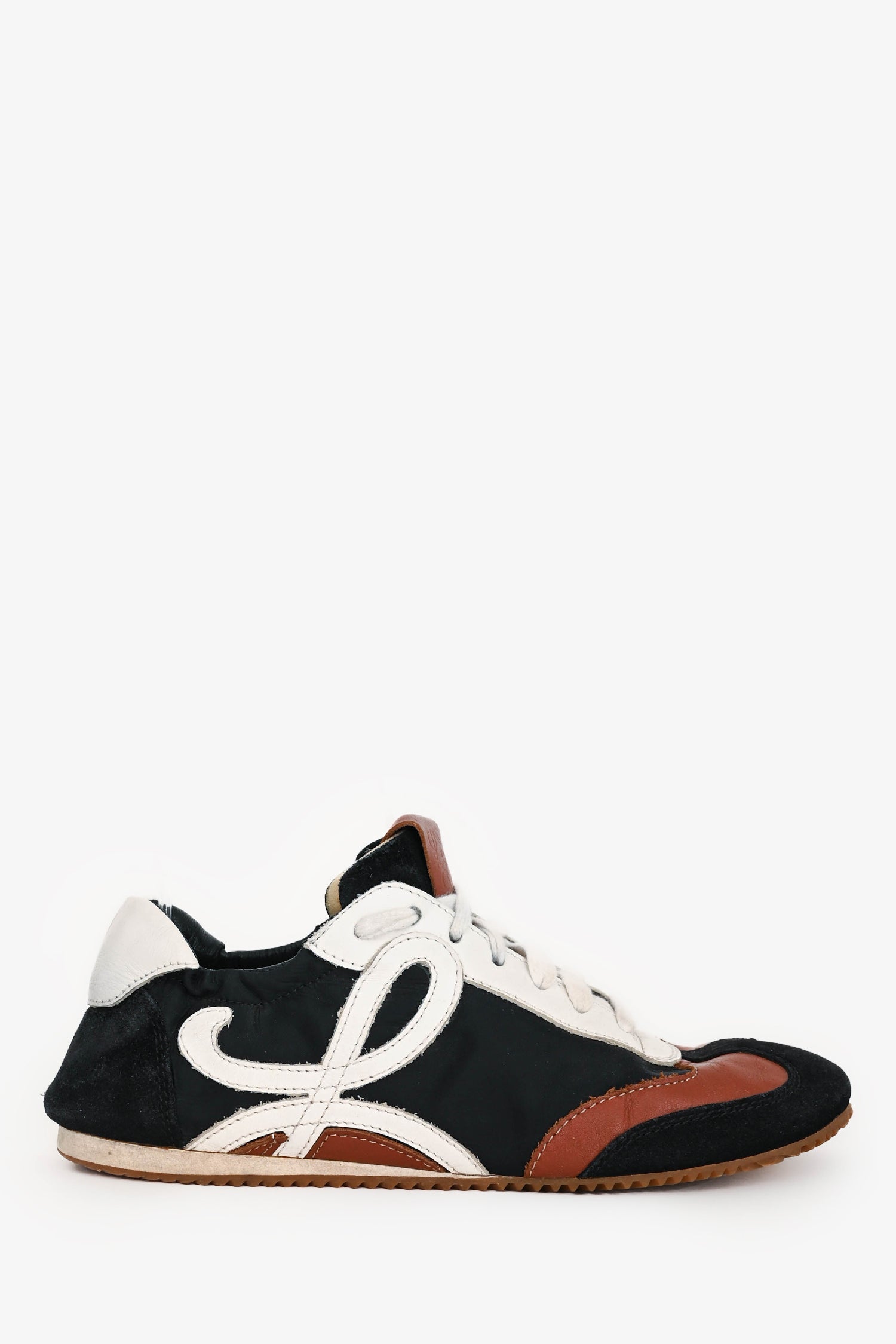 Loewe Black/Brown/White Suede/Leather Ballet Sneakers Size 37
