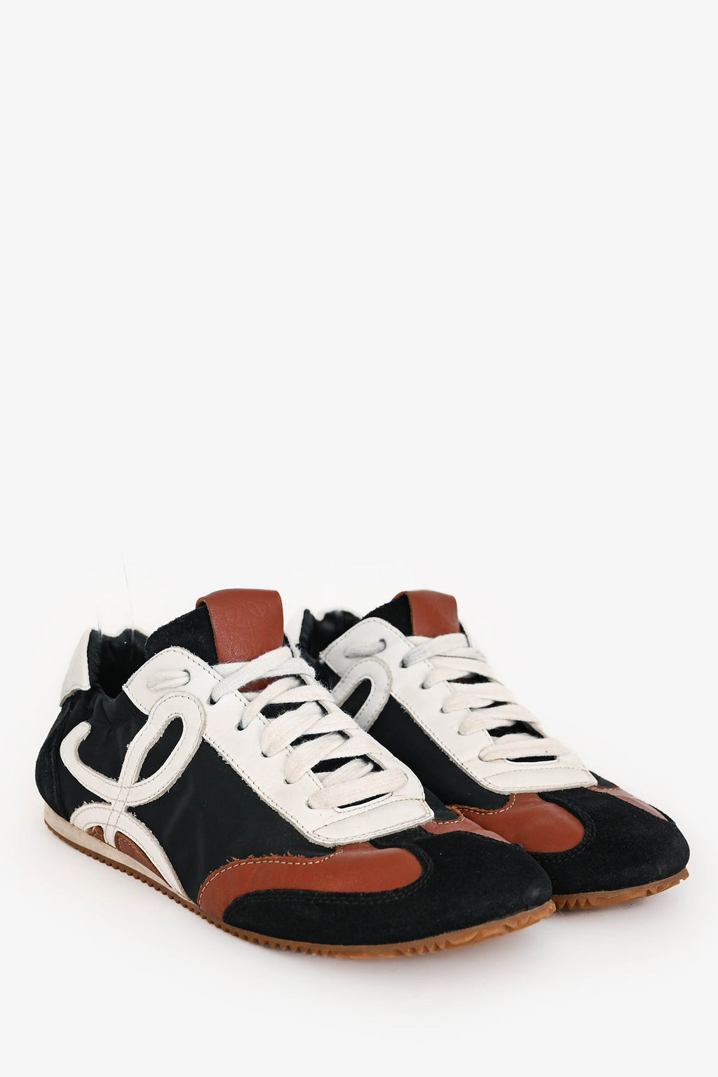 Loewe Black/Brown/White Suede/Leather Ballet Sneakers Size 37