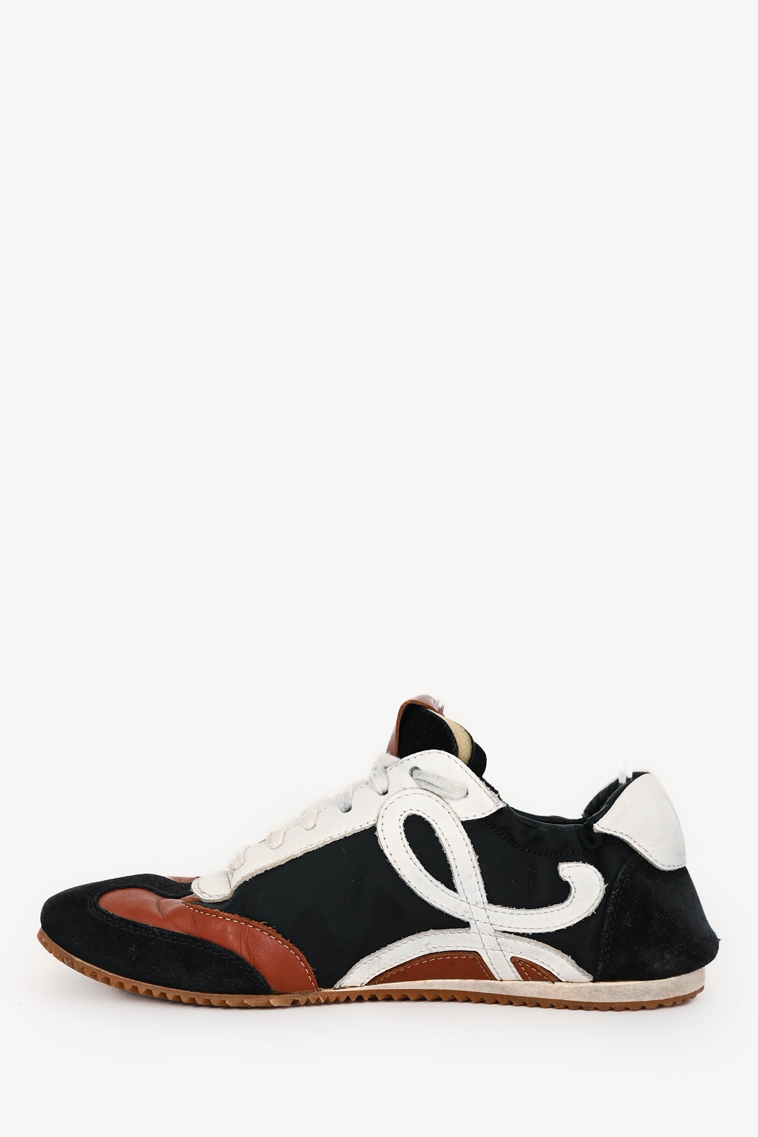 Loewe Black/Brown/White Suede/Leather Ballet Sneakers Size 37