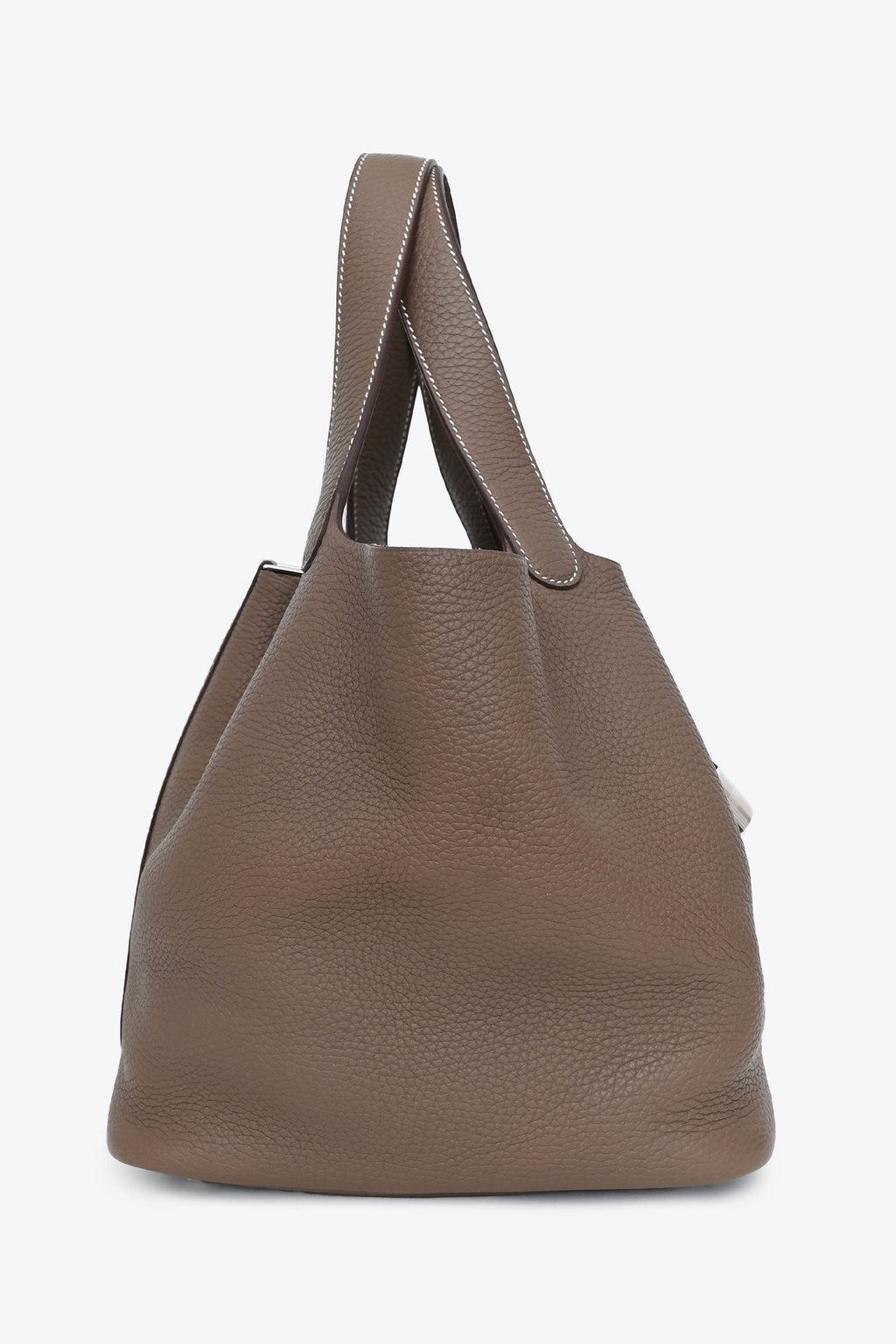 Hermès 2017 Etoupe Clemence Leather Picotin Lock 22 Silver Hardware