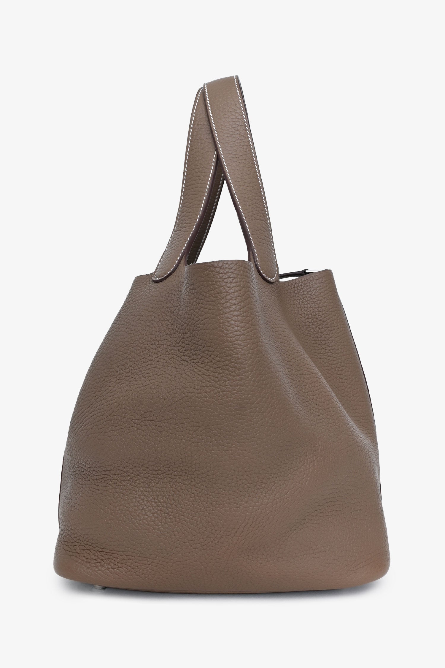 Hermès 2017 Etoupe Clemence Leather Picotin Lock 22 Silver Hardware
