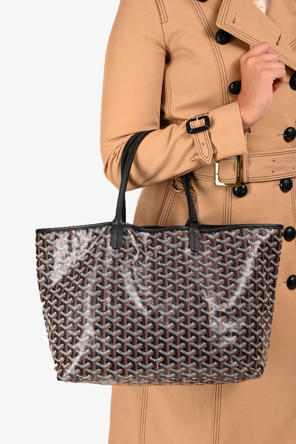 Goyard 2022 Black Goyardine St. Louis PM Tote with Pouch