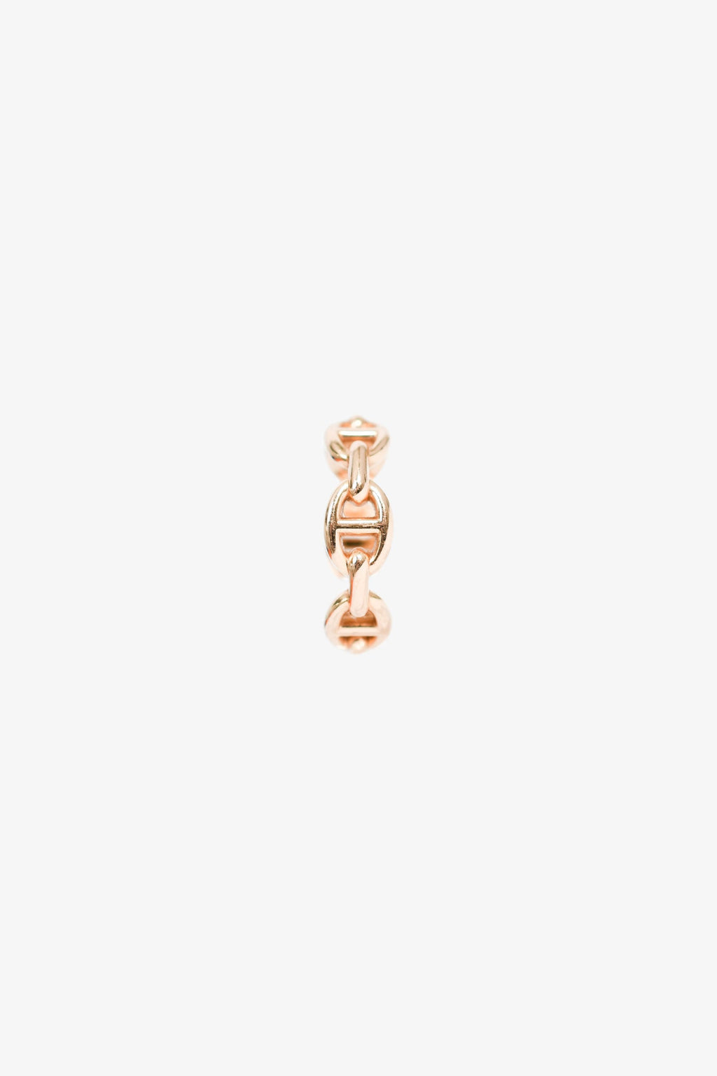Hermès 18K Rose Gold Small Mode 'Chain d'ancre Enchainee' Ring Size 5