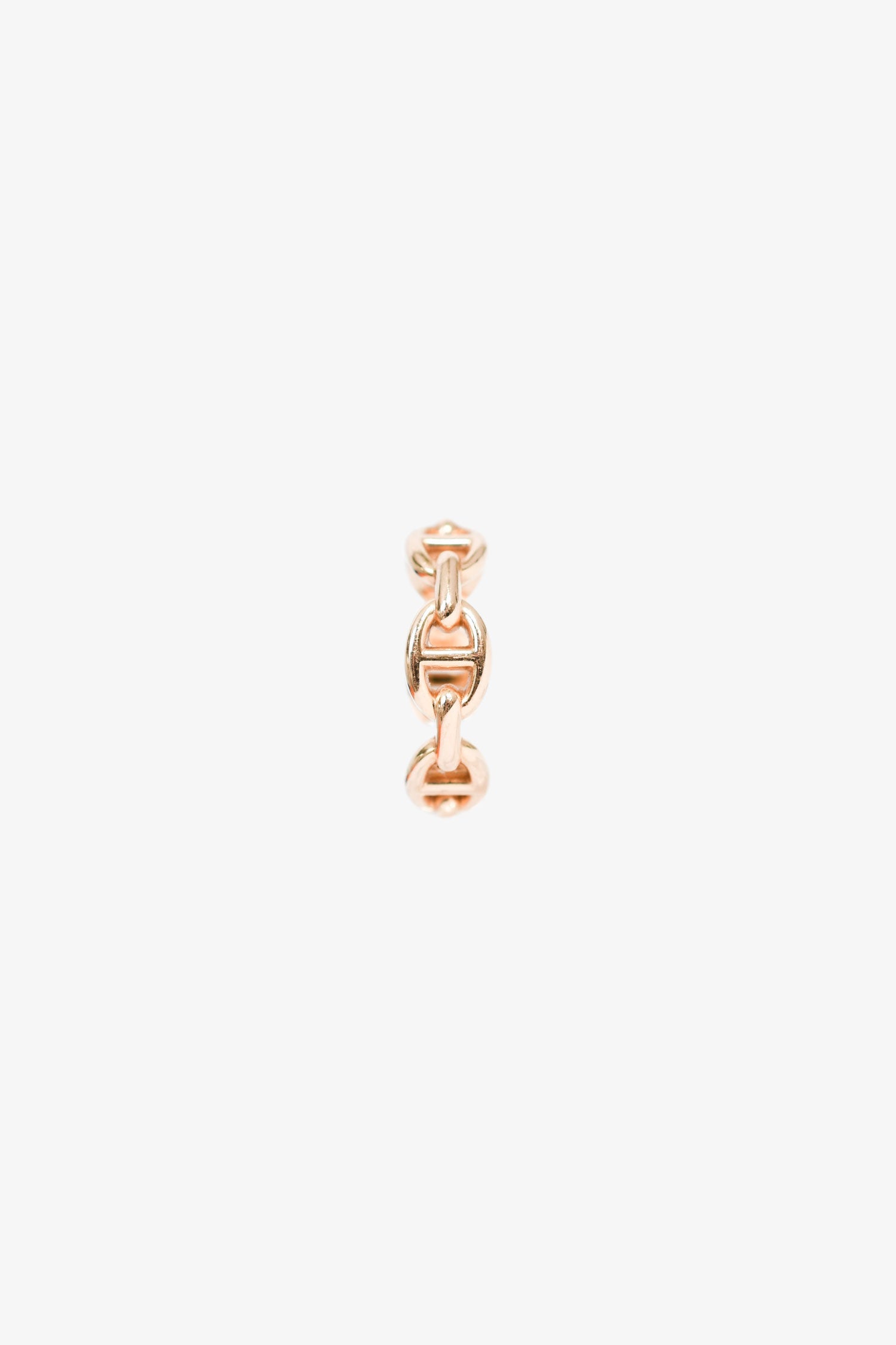 Hermès 18K Rose Gold Small Mode 'Chain d'ancre Enchainee' Ring Size 5