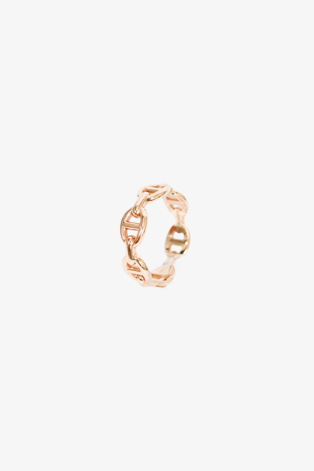 Hermès 18K Rose Gold Small Mode 'Chain d'ancre Enchainee' Ring Size 5