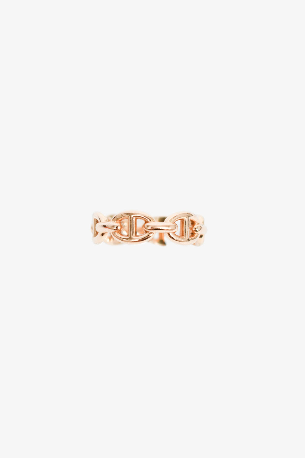 Hermès 18K Rose Gold Small Mode 'Chain d'ancre Enchainee' Ring Size 5