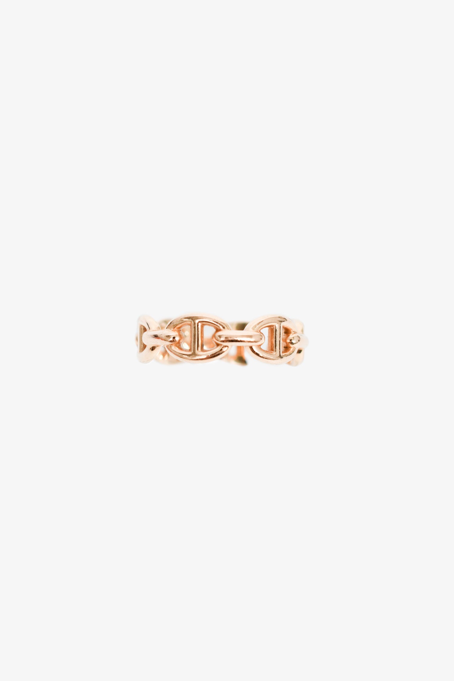 Hermès 18K Rose Gold Small Mode 'Chain d'ancre Enchainee' Ring Size 5