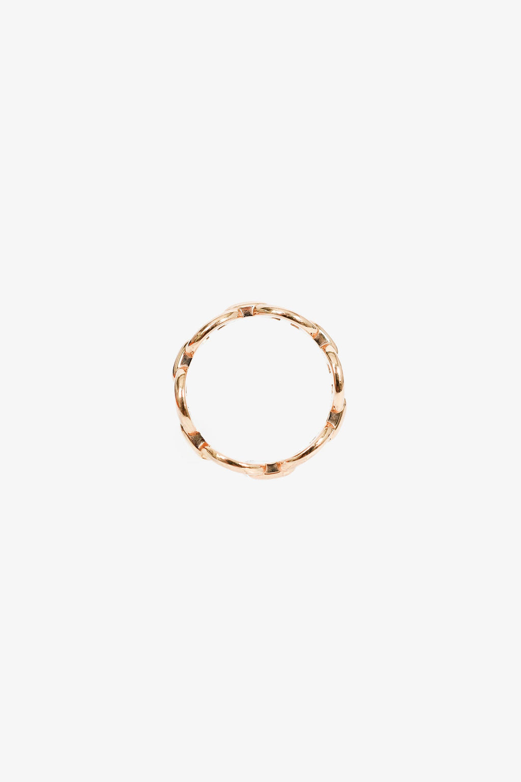 Hermès 18K Rose Gold Small Mode 'Chain d'ancre Enchainee' Ring Size 5