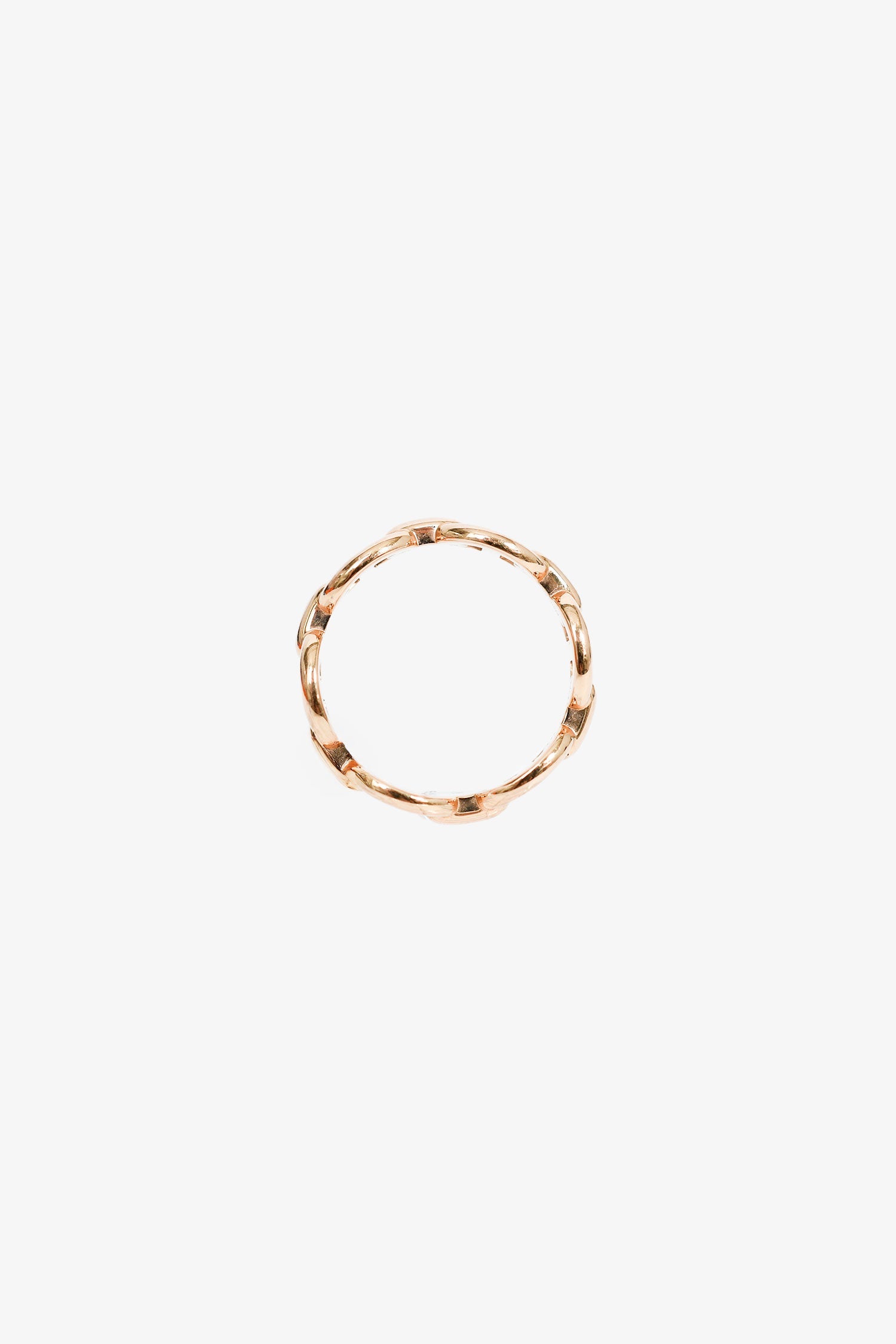 Hermès 18K Rose Gold Small Mode 'Chain d'ancre Enchainee' Ring Size 5