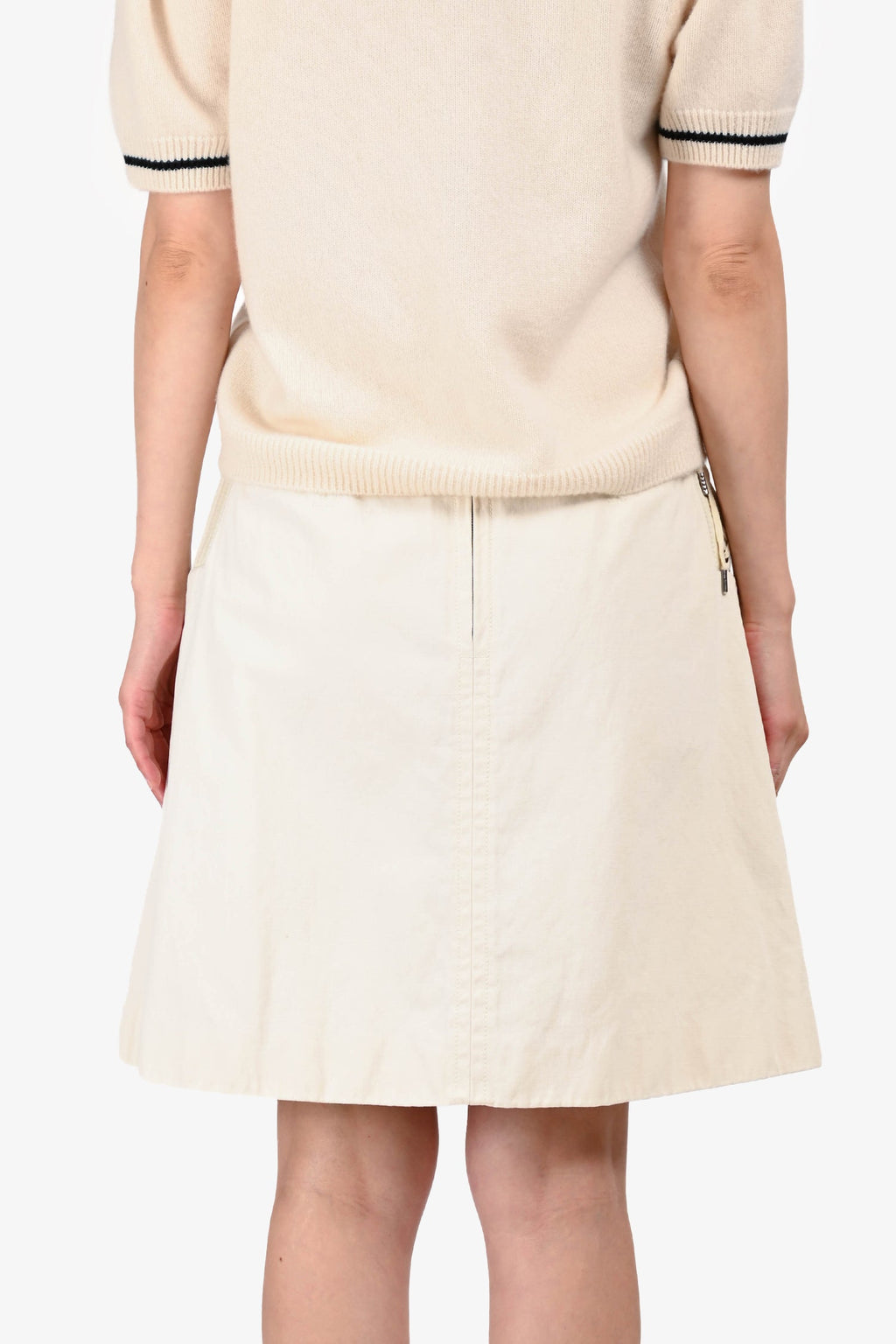 Chloe Cream Cotton Laced Detail Skirt Size 40