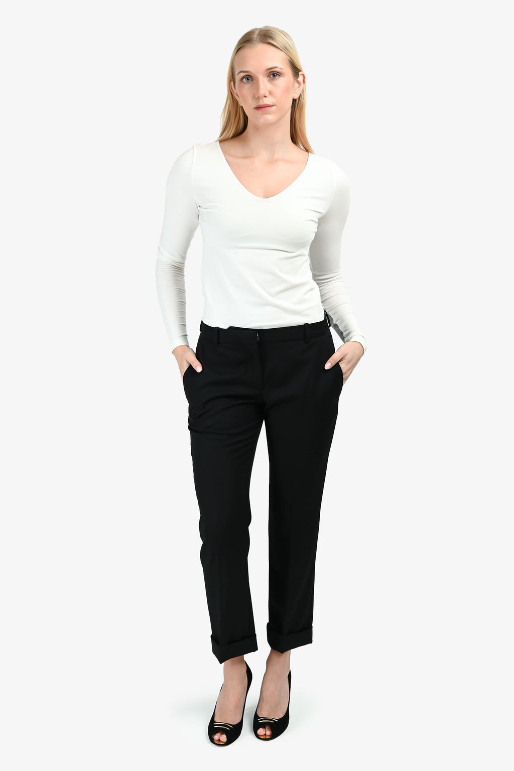 Alexander McQueen Black Wool Tailored Trousers Size 42