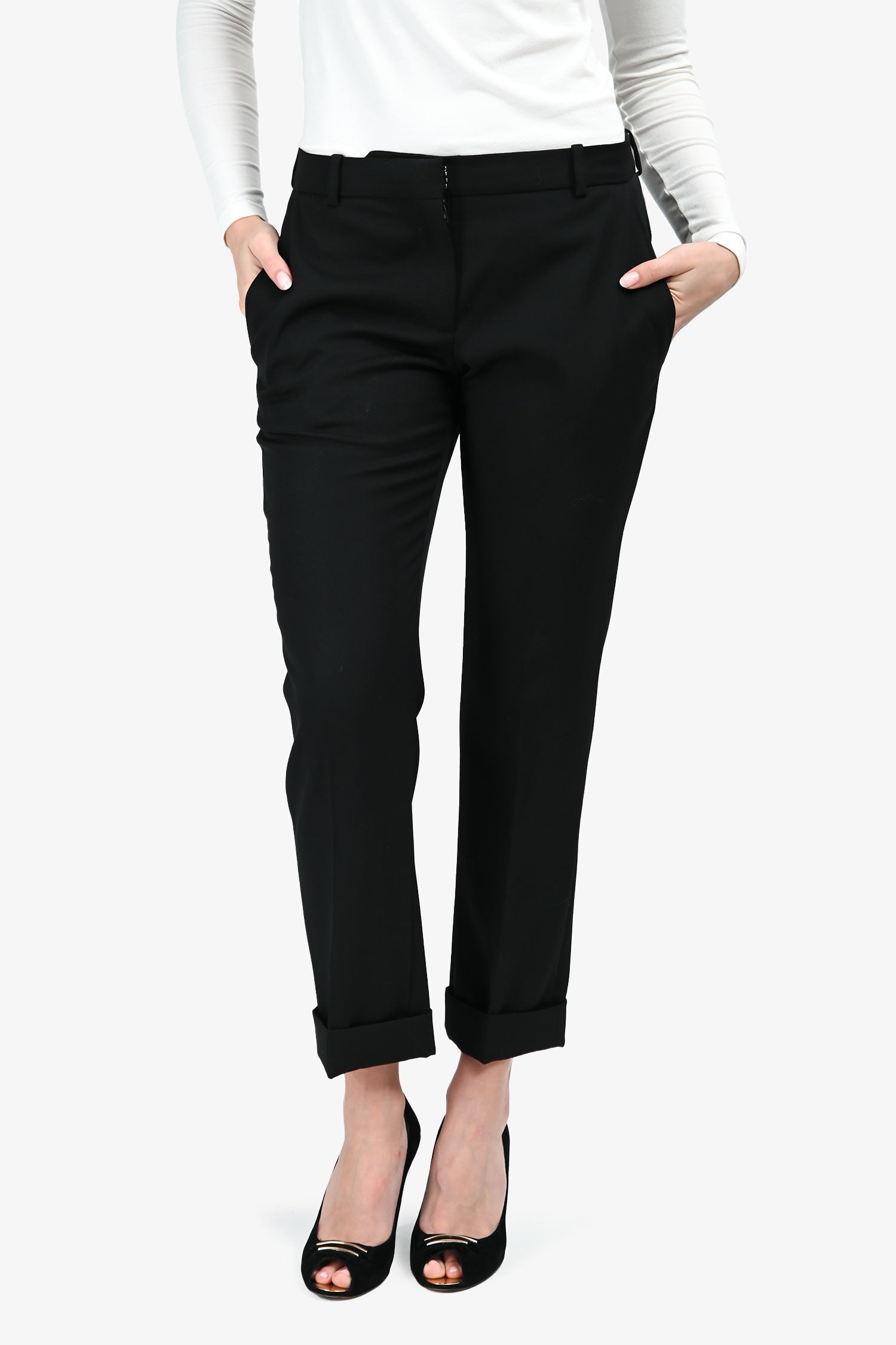 Alexander McQueen Black Wool Tailored Trousers Size 42