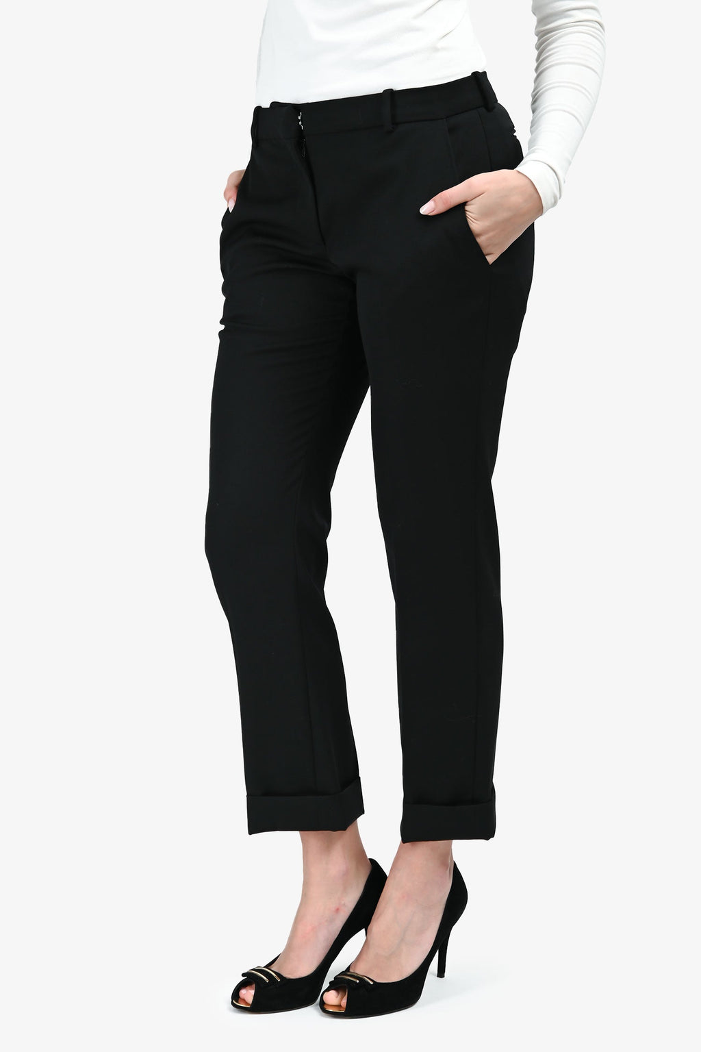 Alexander McQueen Black Wool Tailored Trousers Size 42