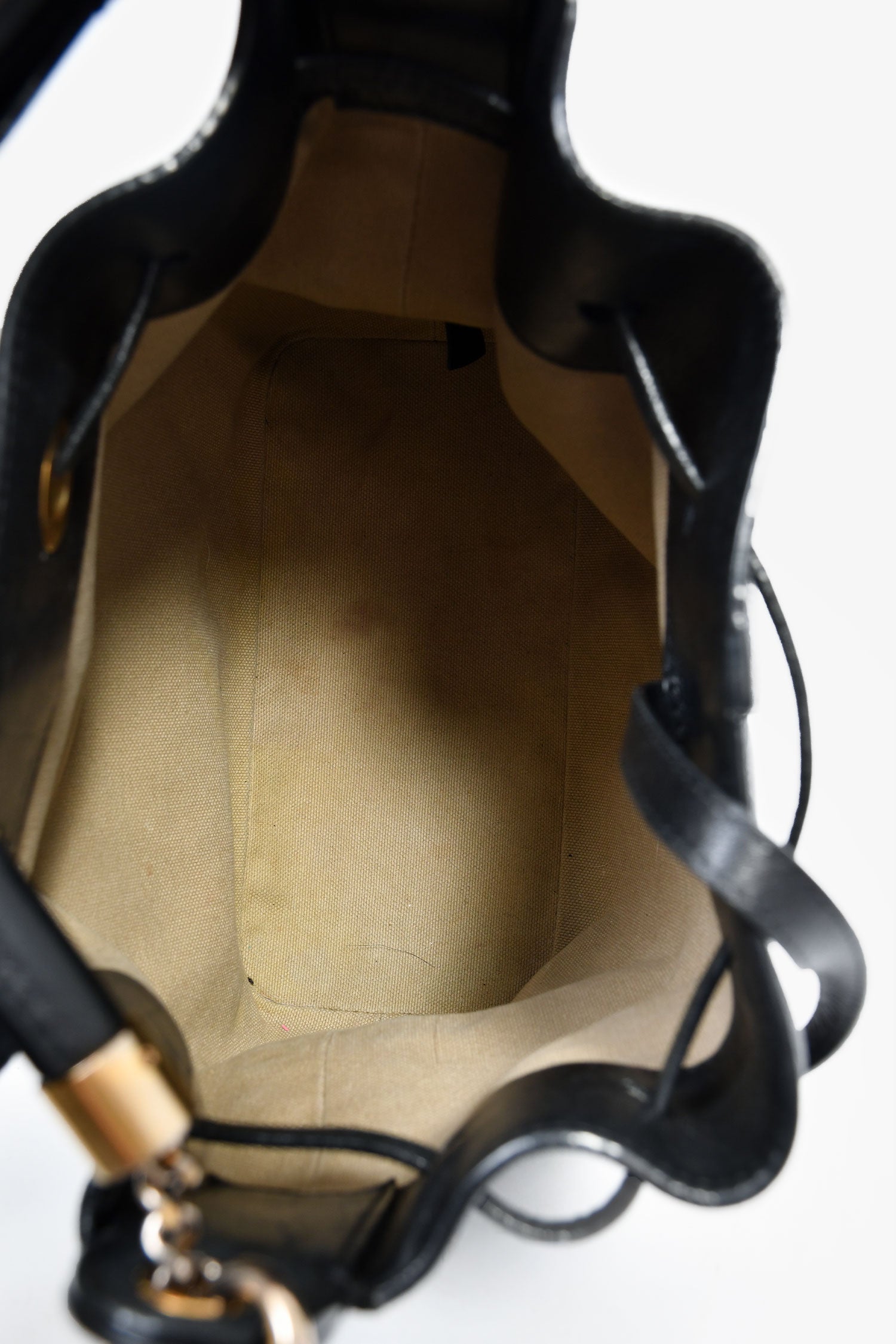Chloe Black Leather Tassel Bucket Bag