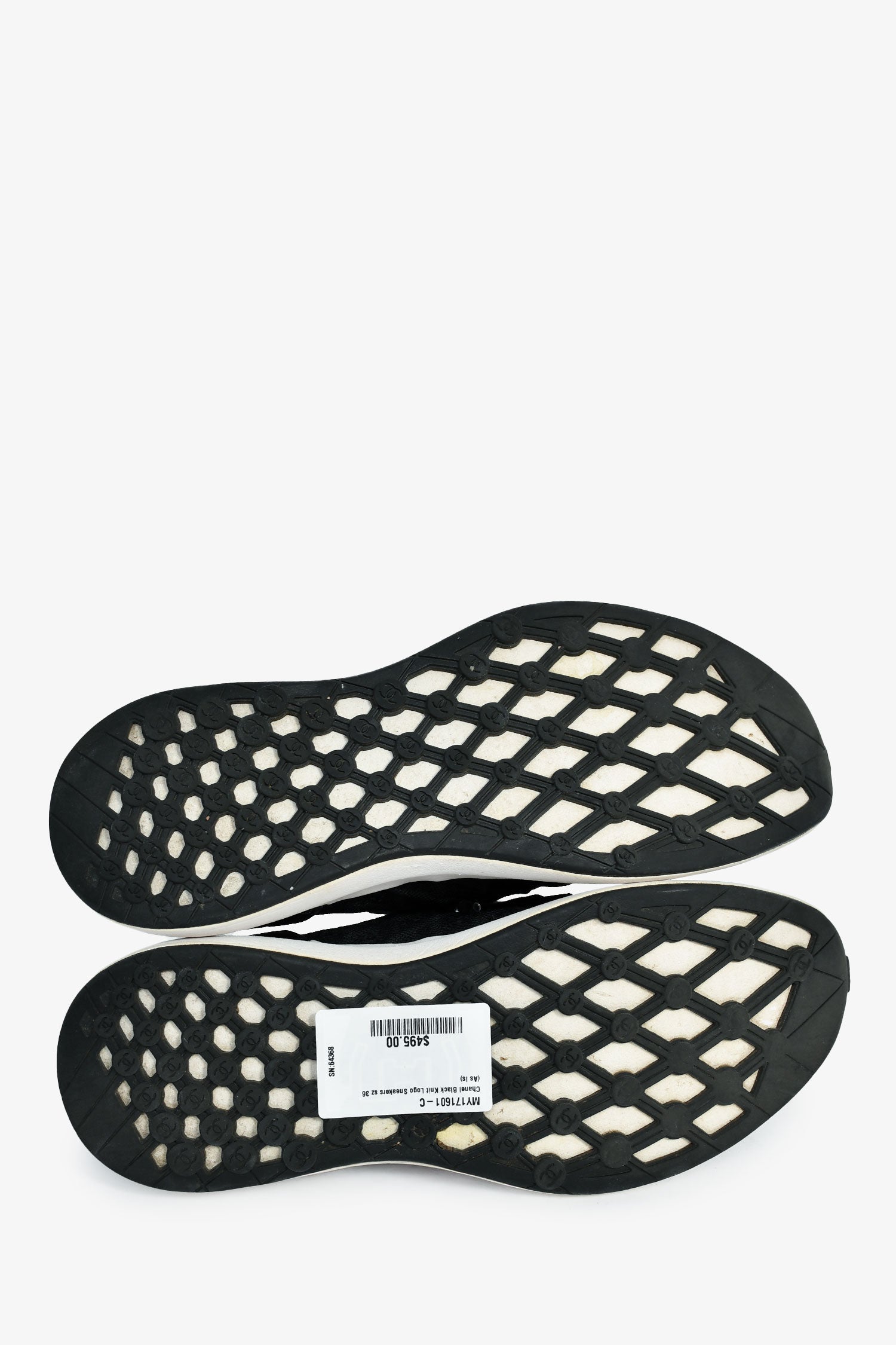 Pre-Loved Chanel™ Black Knit Logo Sneakers Size 36