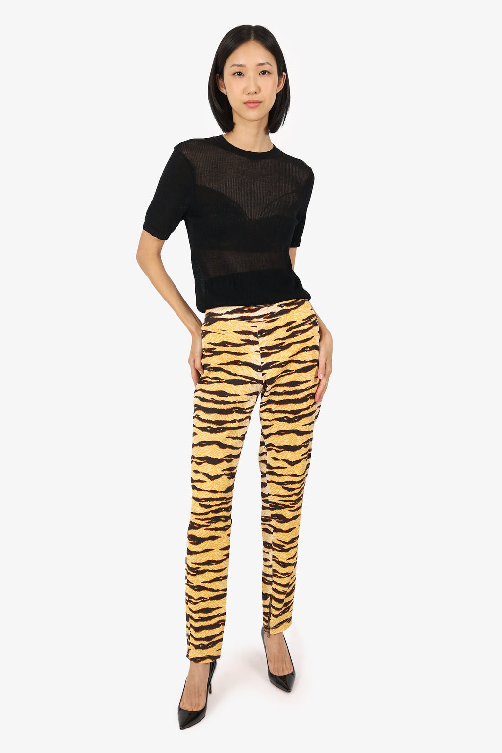 D&G Dolce & Gabbana Tiger Print Slim Leg High Waisted Pants Size 42