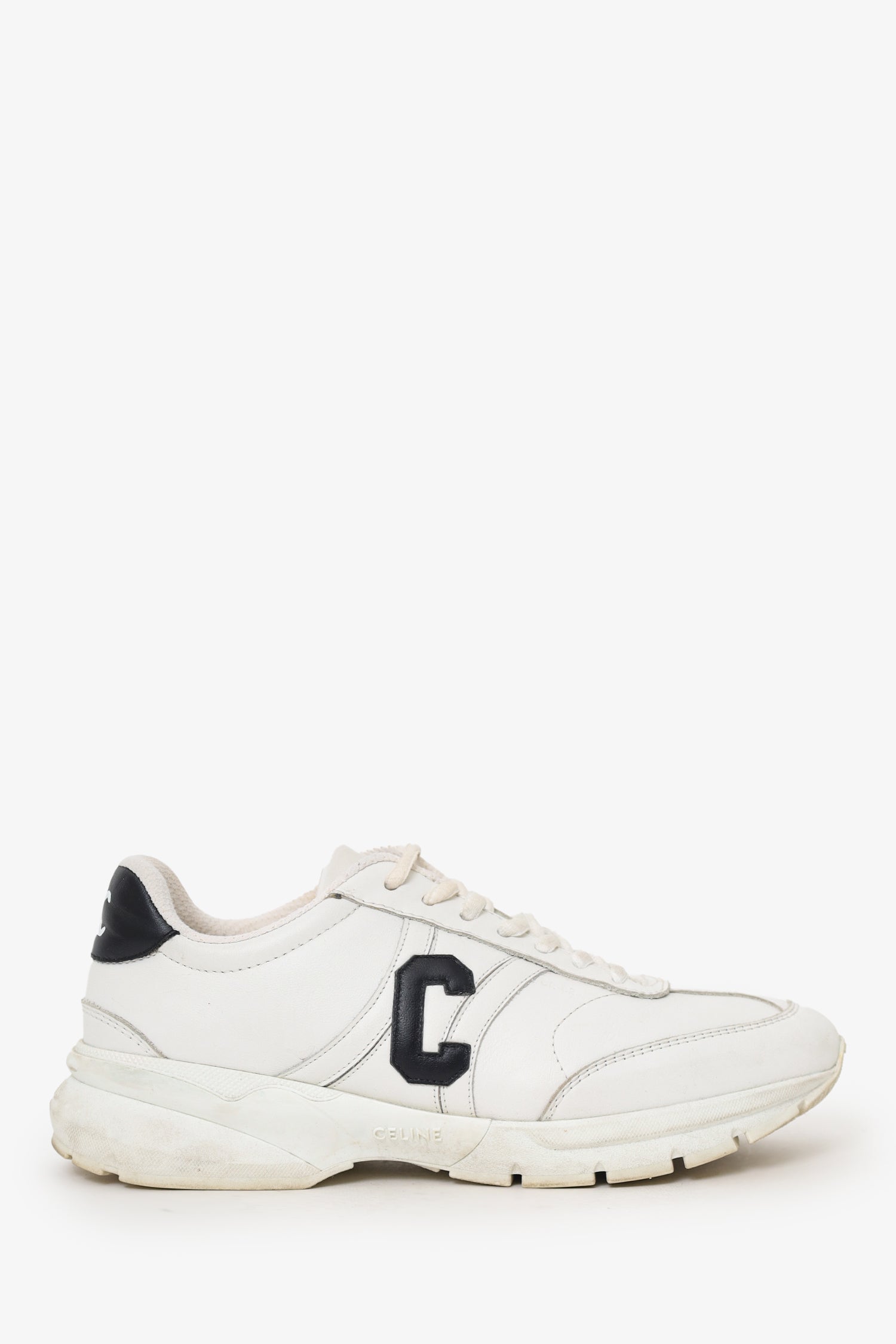 Celine White Leather Runner Cr-02 Low Lace-up Sneaker Size 38.5