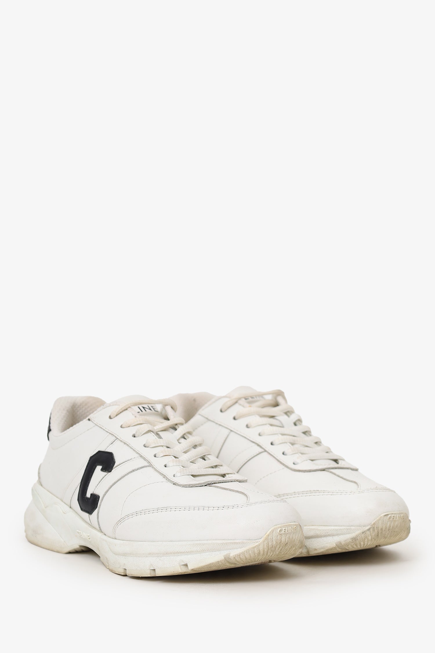 Celine White Leather Runner Cr-02 Low Lace-up Sneaker Size 38.5