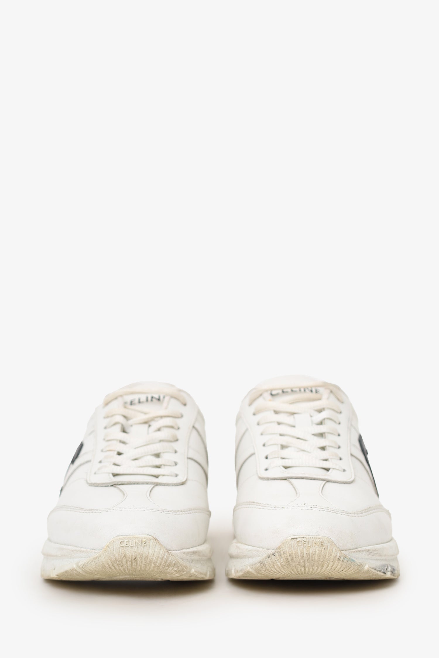 Celine White Leather Runner Cr-02 Low Lace-up Sneaker Size 38.5