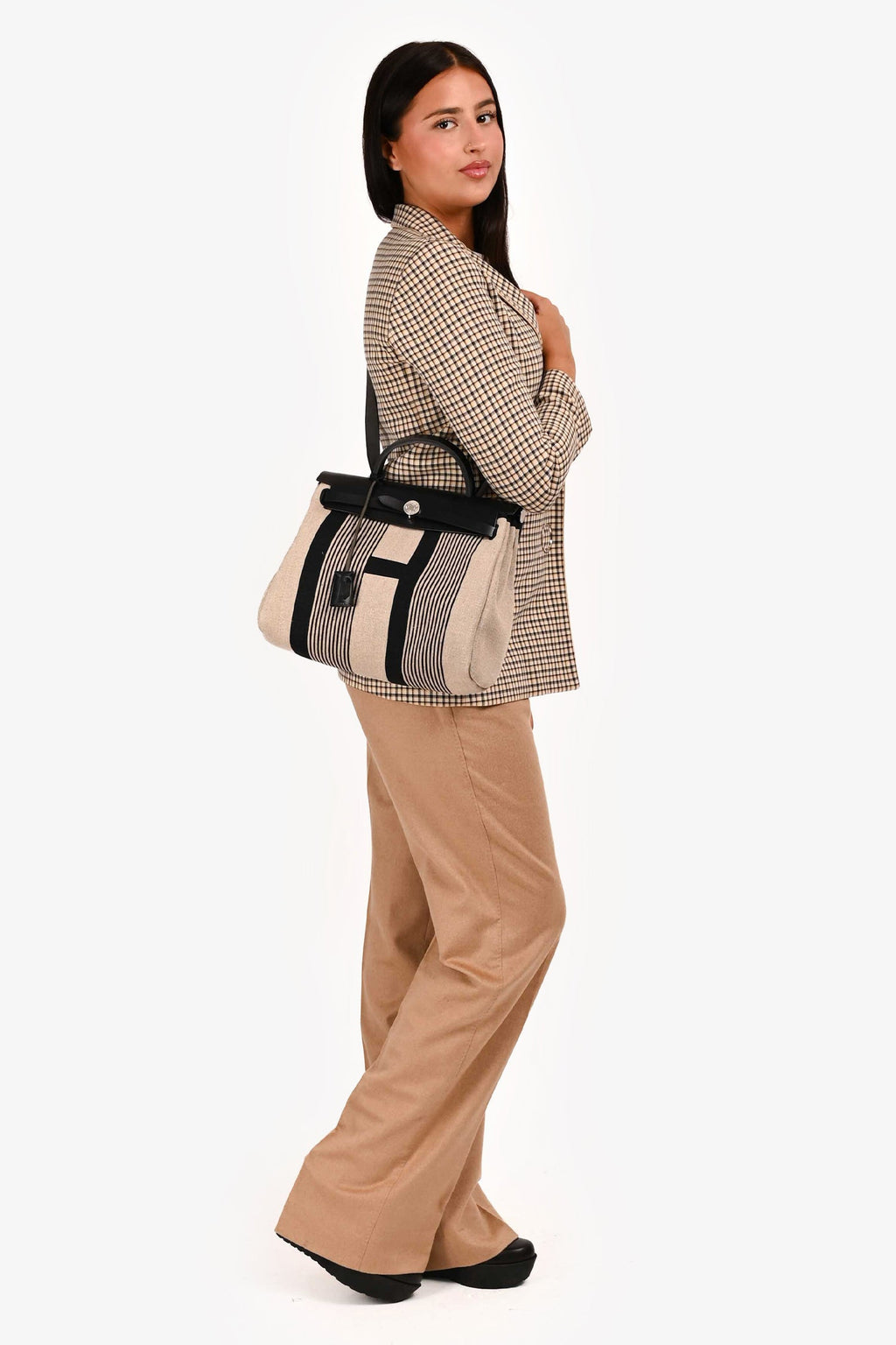 Hermès 2020 Cream/Black Toile H Vibration Herbag Zip 31 With Pouch