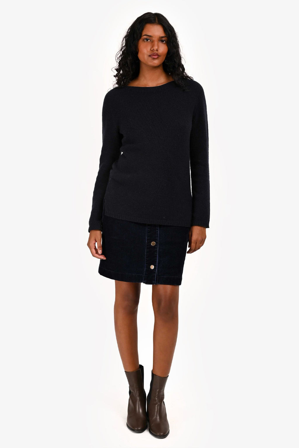 Louis Vuitton Dark Blue Velvet Denim Pattern Buttoned Mini Skirt Size 40